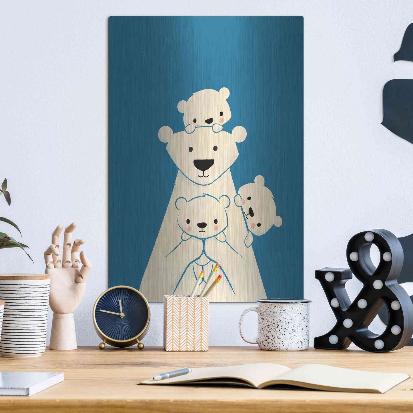 Luxe Metal Art 'Papa Bear' by Jay Fleck, Metal Wall Art,12x16