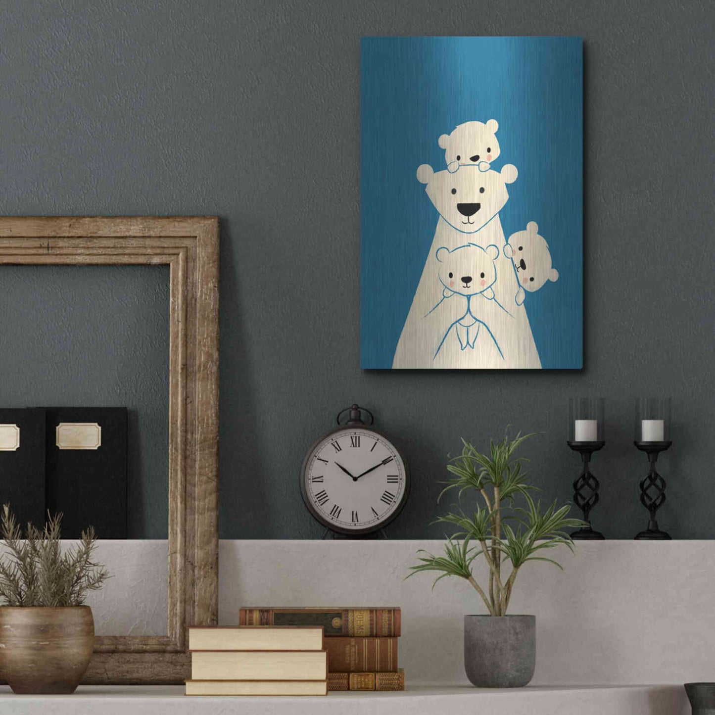 Luxe Metal Art 'Papa Bear' by Jay Fleck, Metal Wall Art,12x16