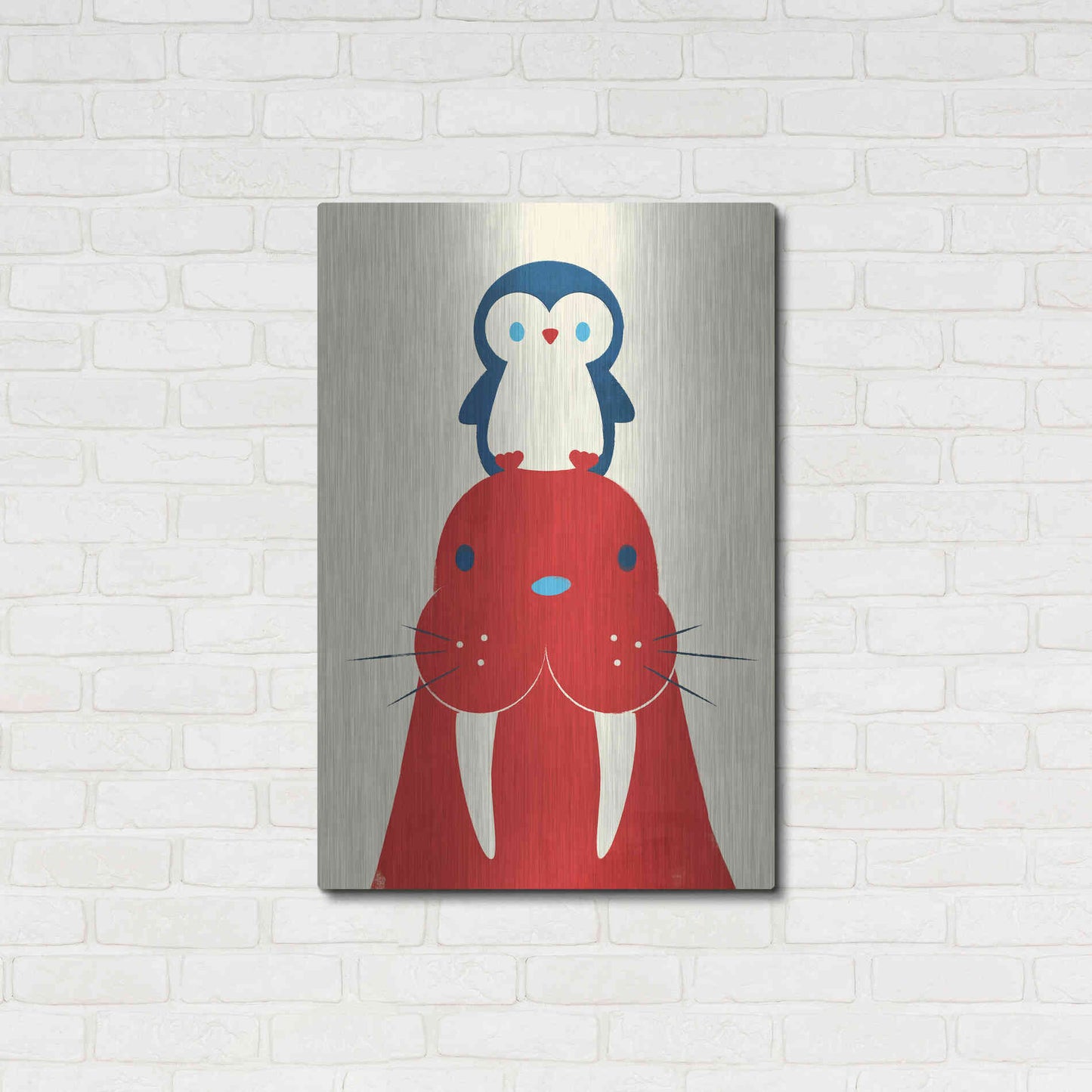 Luxe Metal Art 'Penguin and Walrus' by Jay Fleck, Metal Wall Art,24x36