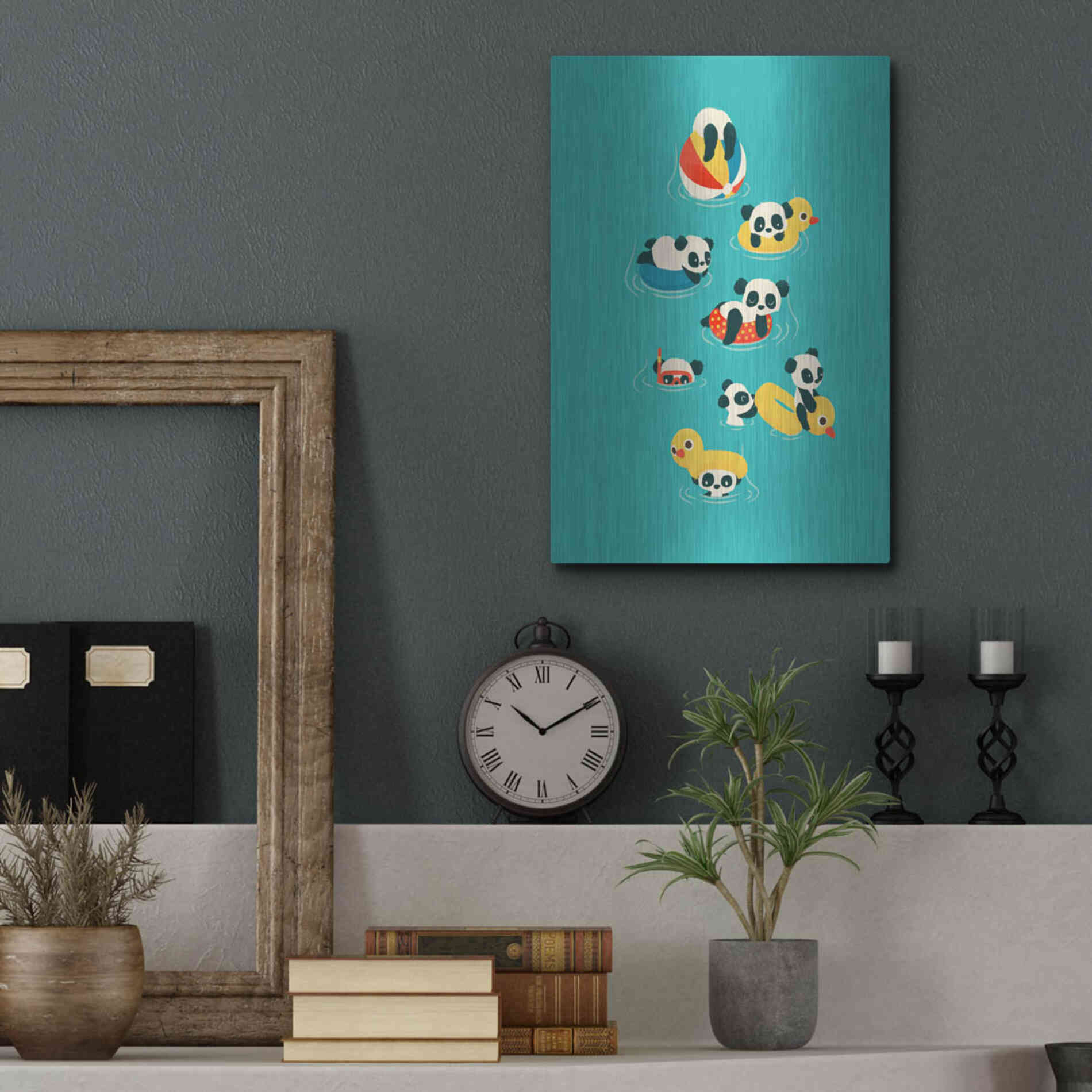 Luxe Metal Art 'Tubing Pandas' by Jay Fleck, Metal Wall Art,12x16