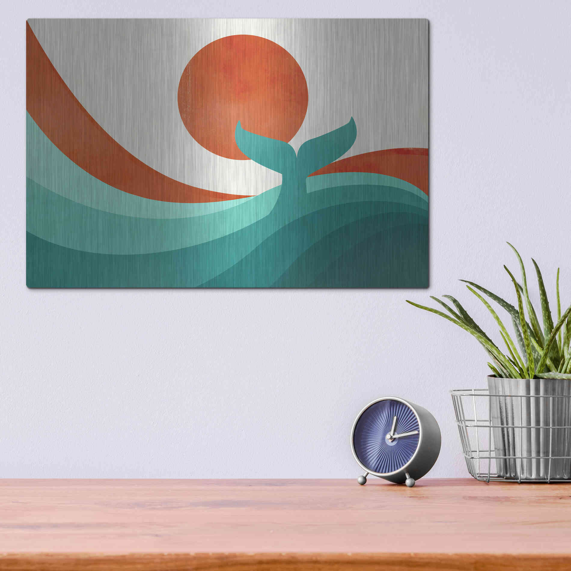 Luxe Metal Art 'Wave (Day)' by Jay Fleck, Metal Wall Art,16x12