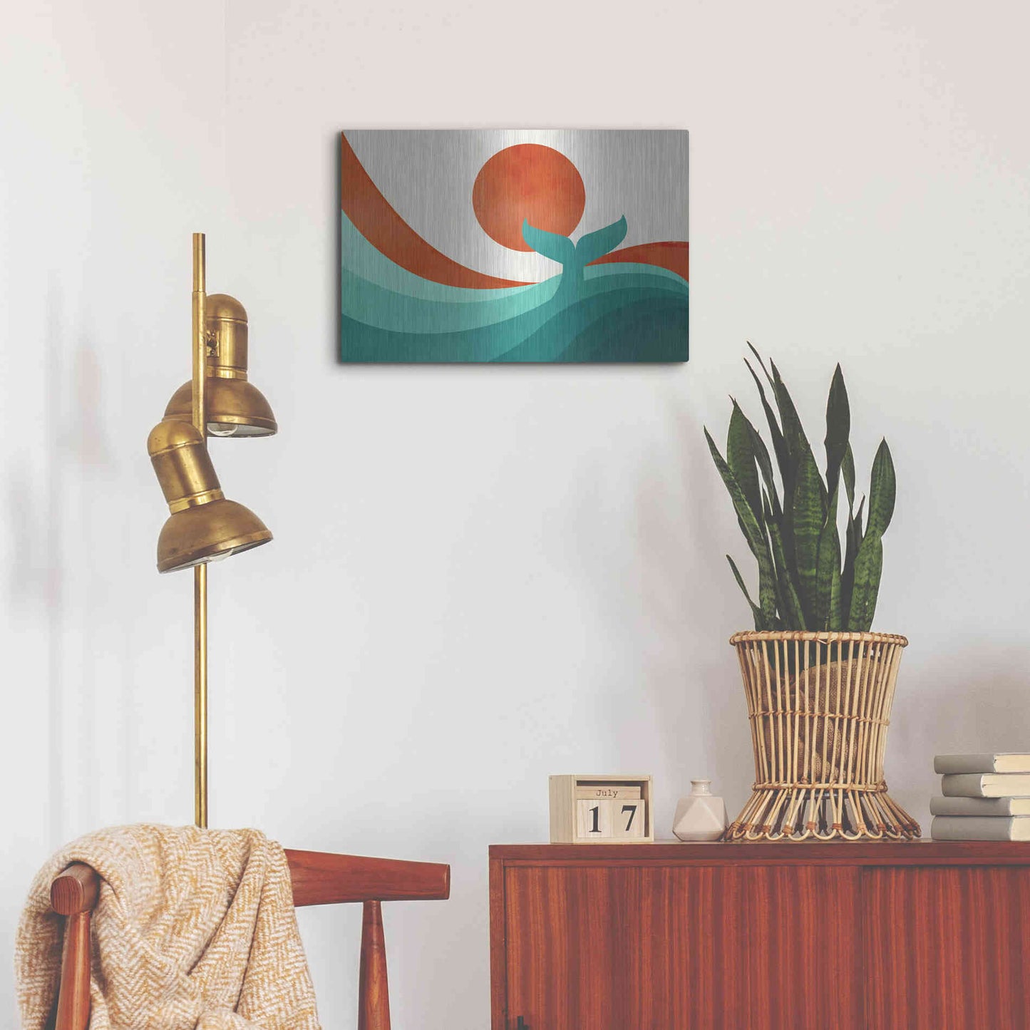 Luxe Metal Art 'Wave (Day)' by Jay Fleck, Metal Wall Art,24x16