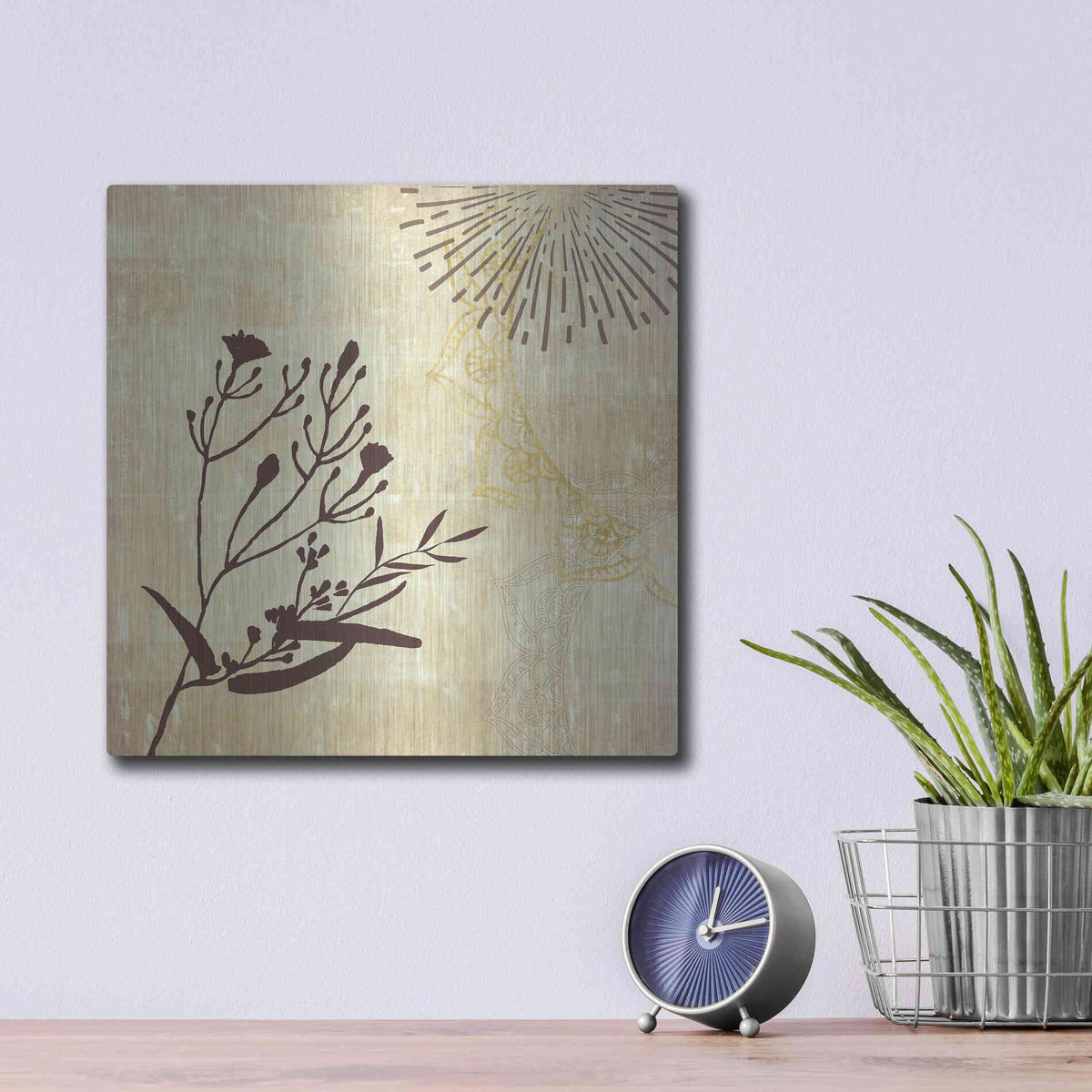Luxe Metal Art 'Henna Highlights 1' by Louis Duncan-He, Metal Wall Art,12x12