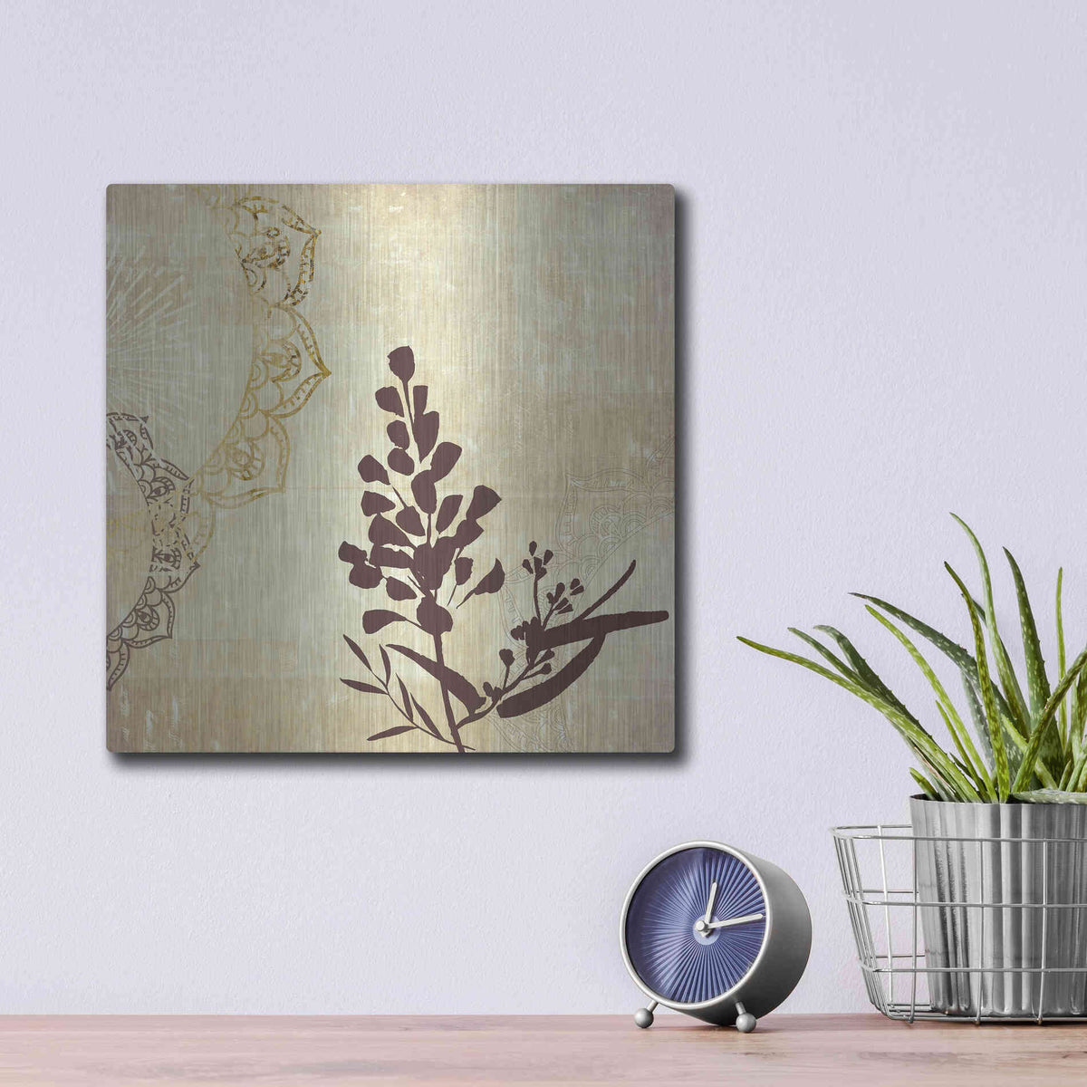 Luxe Metal Art 'Henna Highlights 2' by Louis Duncan-He, Metal Wall Art,12x12
