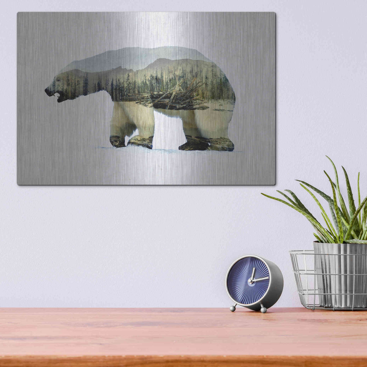 Luxe Metal Art 'Arctic Polar Bear' by Davies Babies, Metal Wall Art,16x12