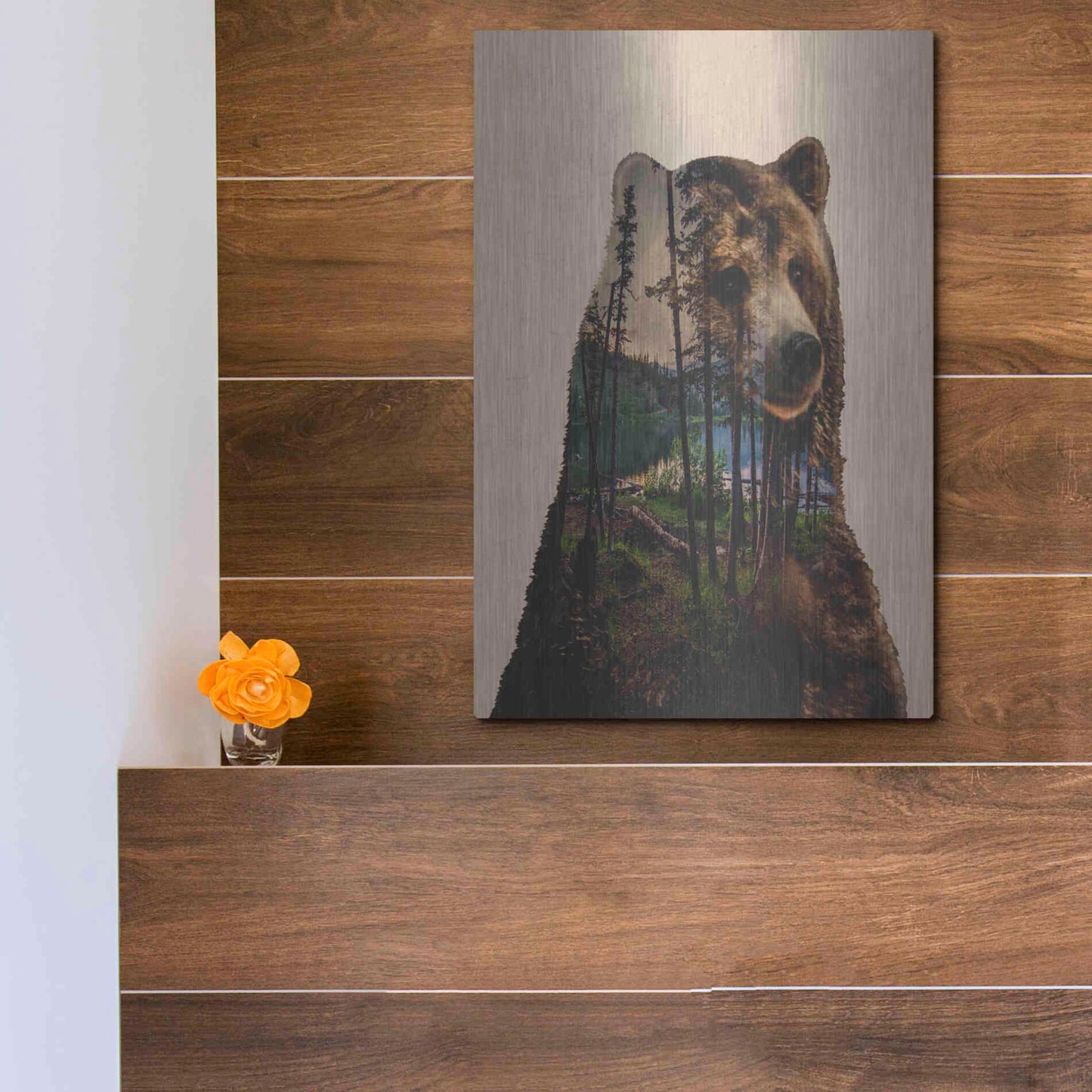 Luxe Metal Art 'Bear Lake' by Davies Babies, Metal Wall Art,12x16