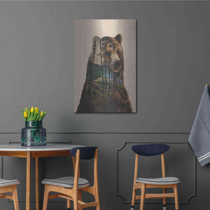 Luxe Metal Art 'Bear Lake' by Davies Babies, Metal Wall Art,24x36