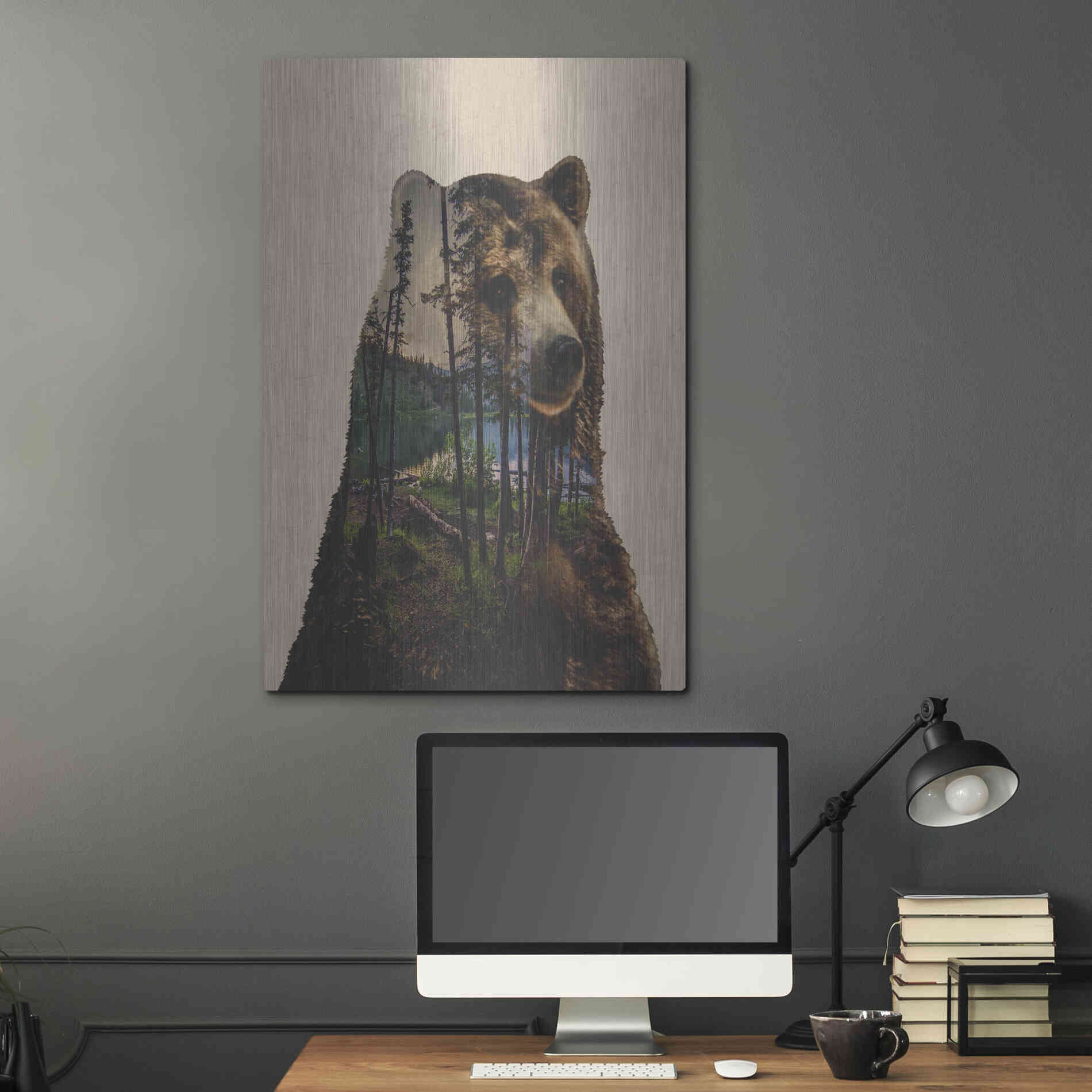 Luxe Metal Art 'Bear Lake' by Davies Babies, Metal Wall Art,24x36