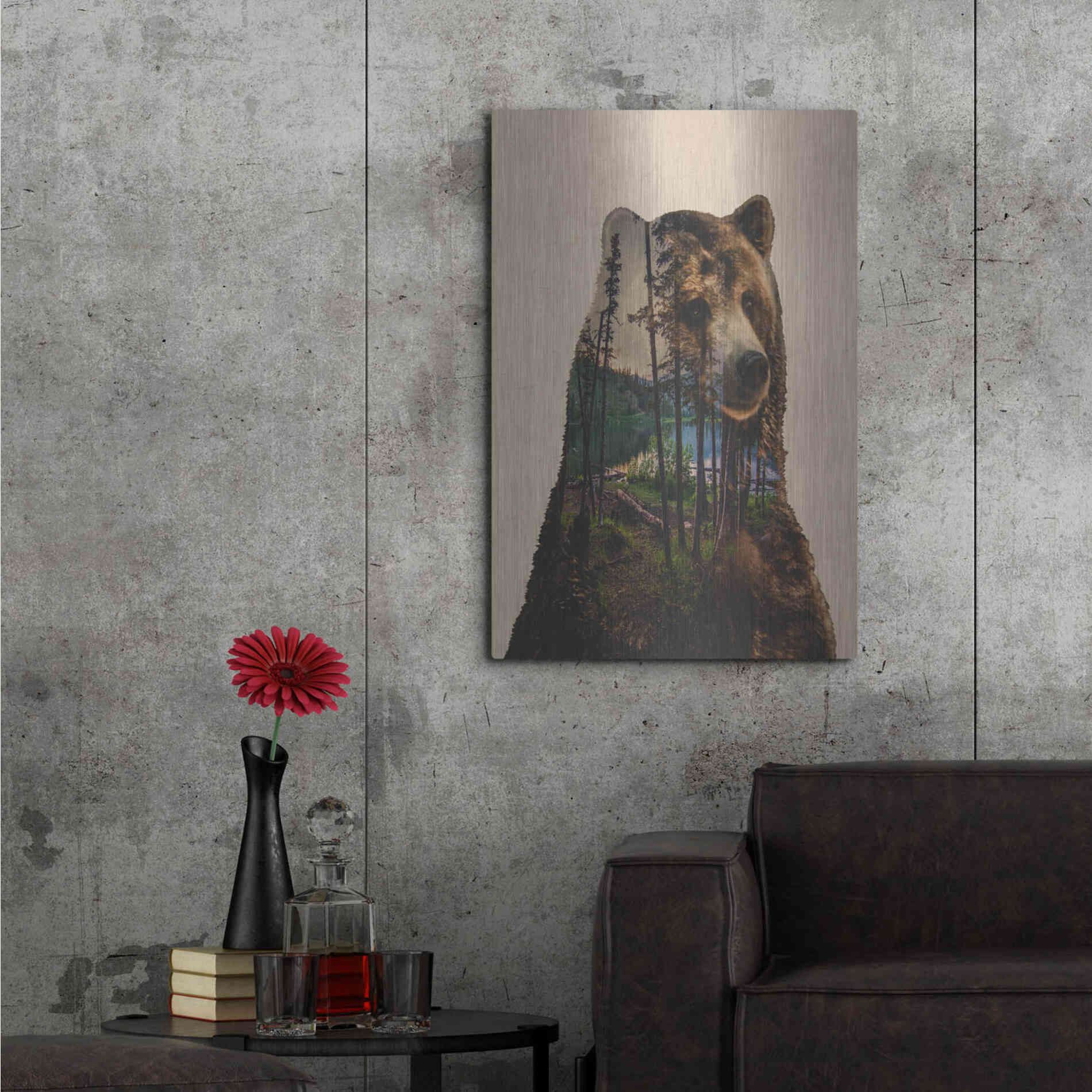 Luxe Metal Art 'Bear Lake' by Davies Babies, Metal Wall Art,24x36