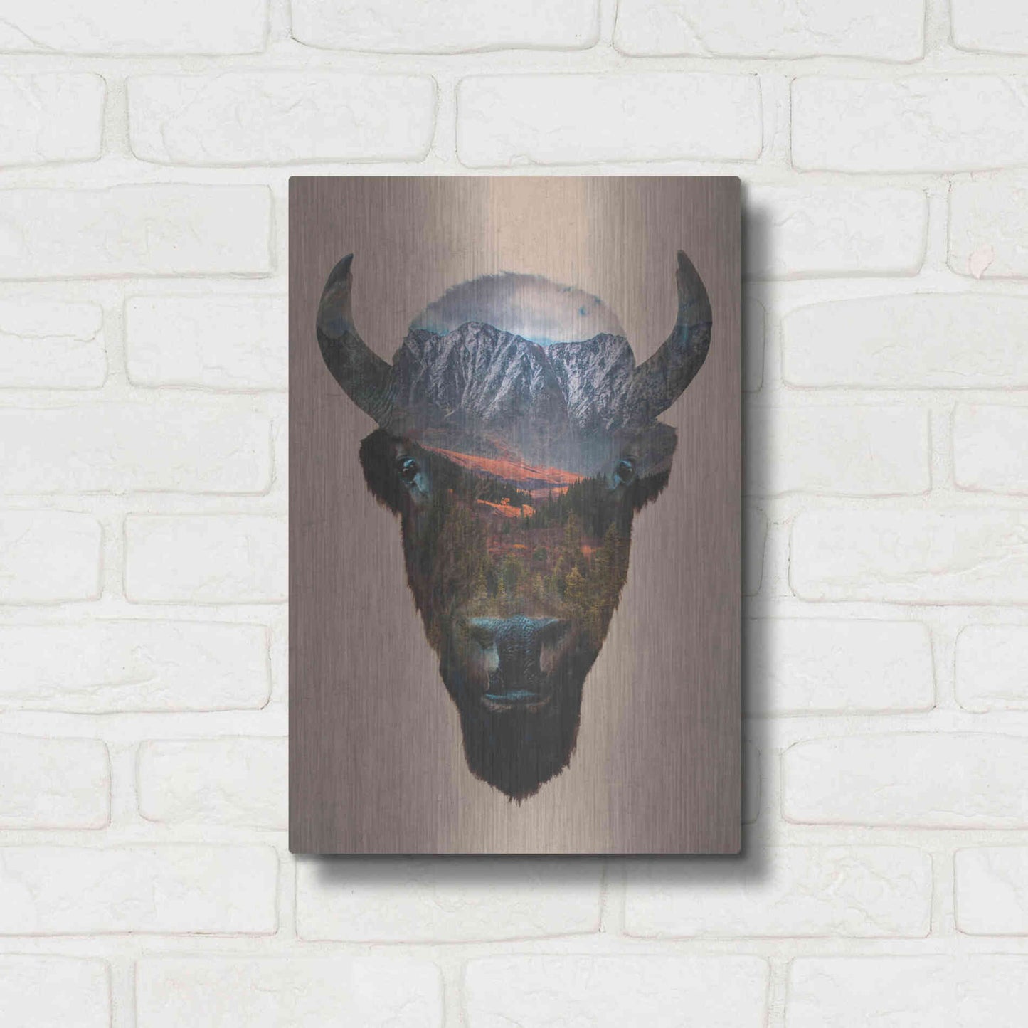 Luxe Metal Art 'Bison Peak' by Davies Babies, Metal Wall Art,12x16