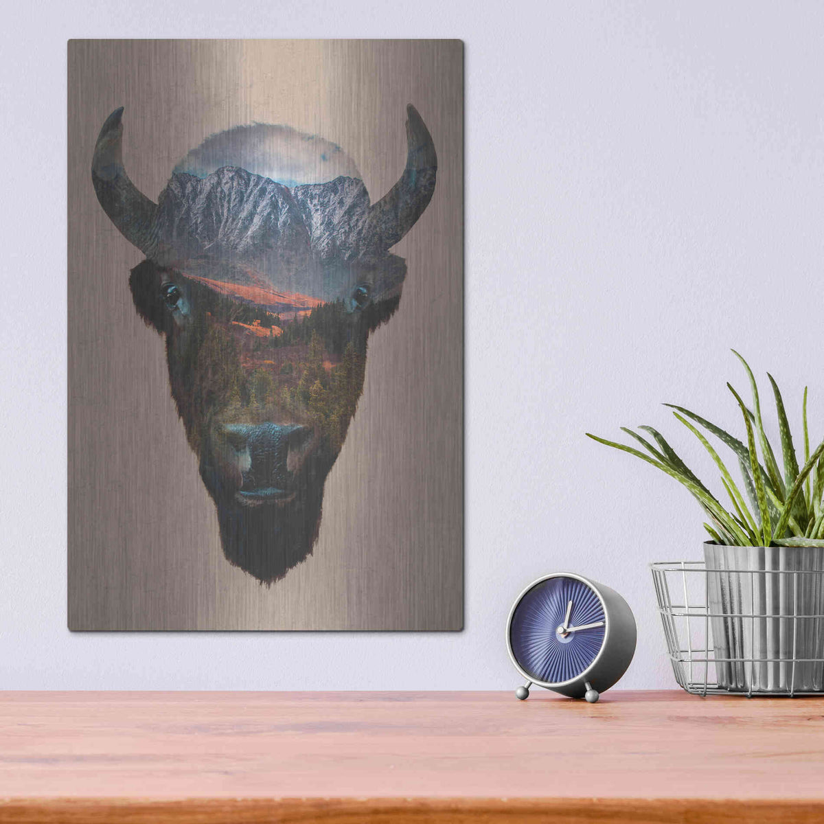 Luxe Metal Art 'Bison Peak' by Davies Babies, Metal Wall Art,12x16