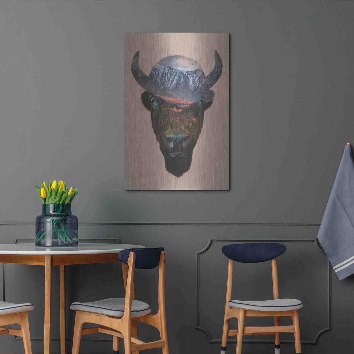 Luxe Metal Art 'Bison Peak' by Davies Babies, Metal Wall Art,24x36