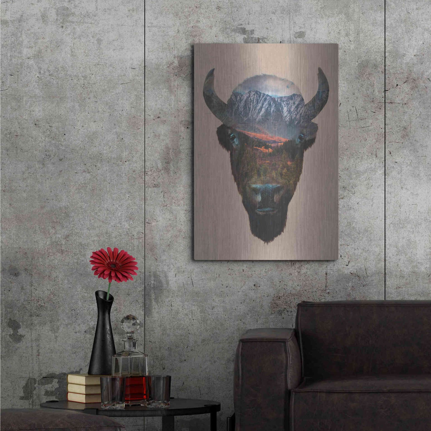 Luxe Metal Art 'Bison Peak' by Davies Babies, Metal Wall Art,24x36