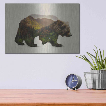 Luxe Metal Art 'North American Brown Bear' by Davies Babies, Metal Wall Art,16x12