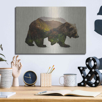 Luxe Metal Art 'North American Brown Bear' by Davies Babies, Metal Wall Art,16x12