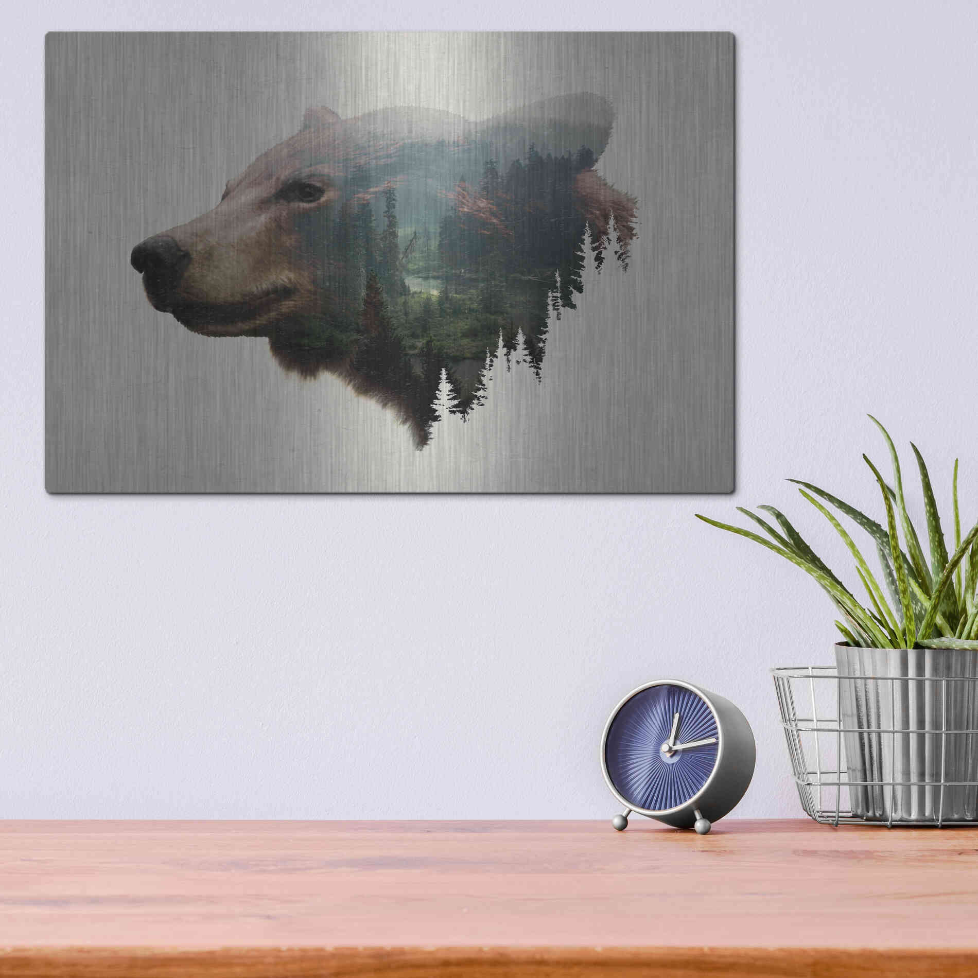 Luxe Metal Art 'Pacific Northwest Black Bear' by Davies Babies, Metal Wall Art,16x12