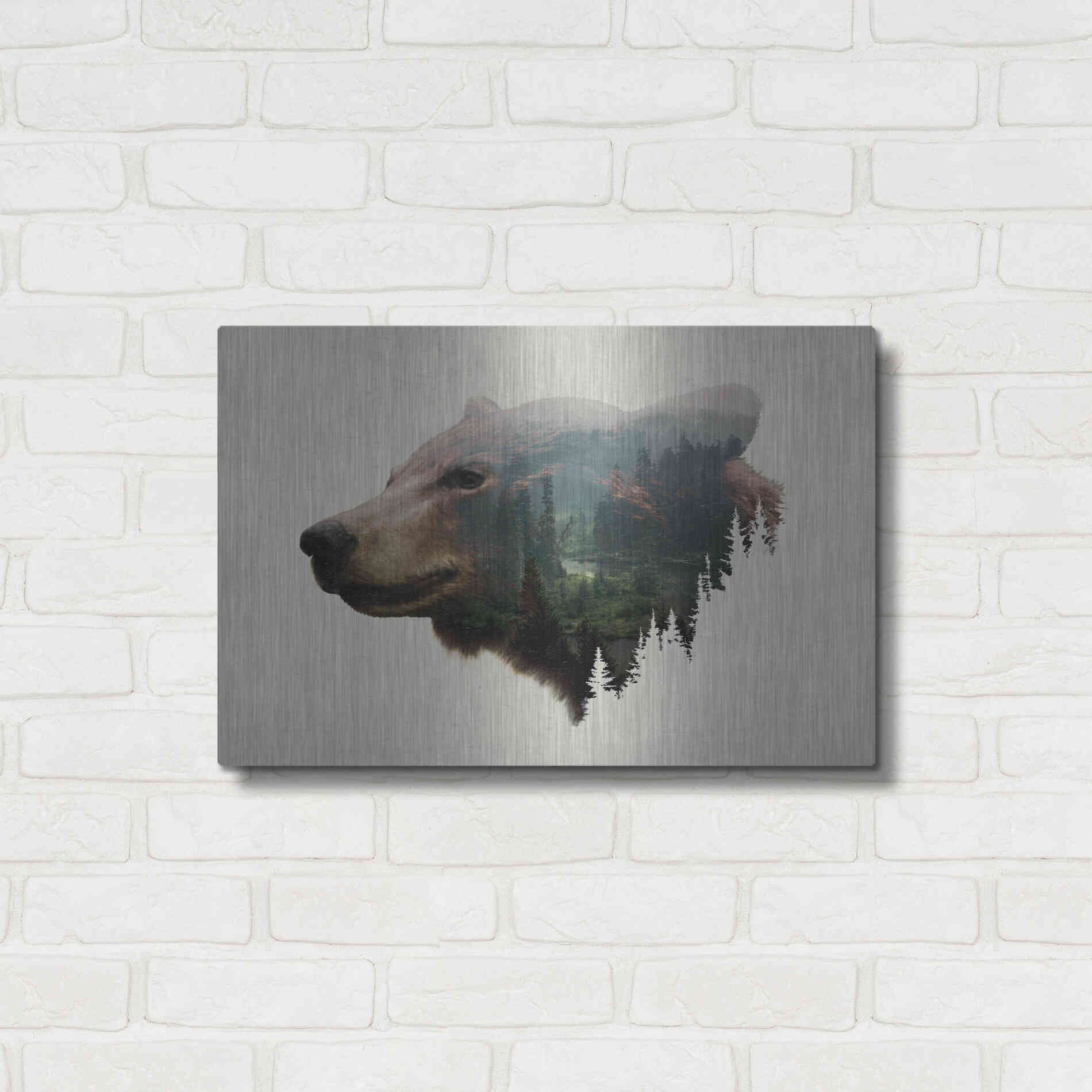 Luxe Metal Art 'Pacific Northwest Black Bear' by Davies Babies, Metal Wall Art,24x16