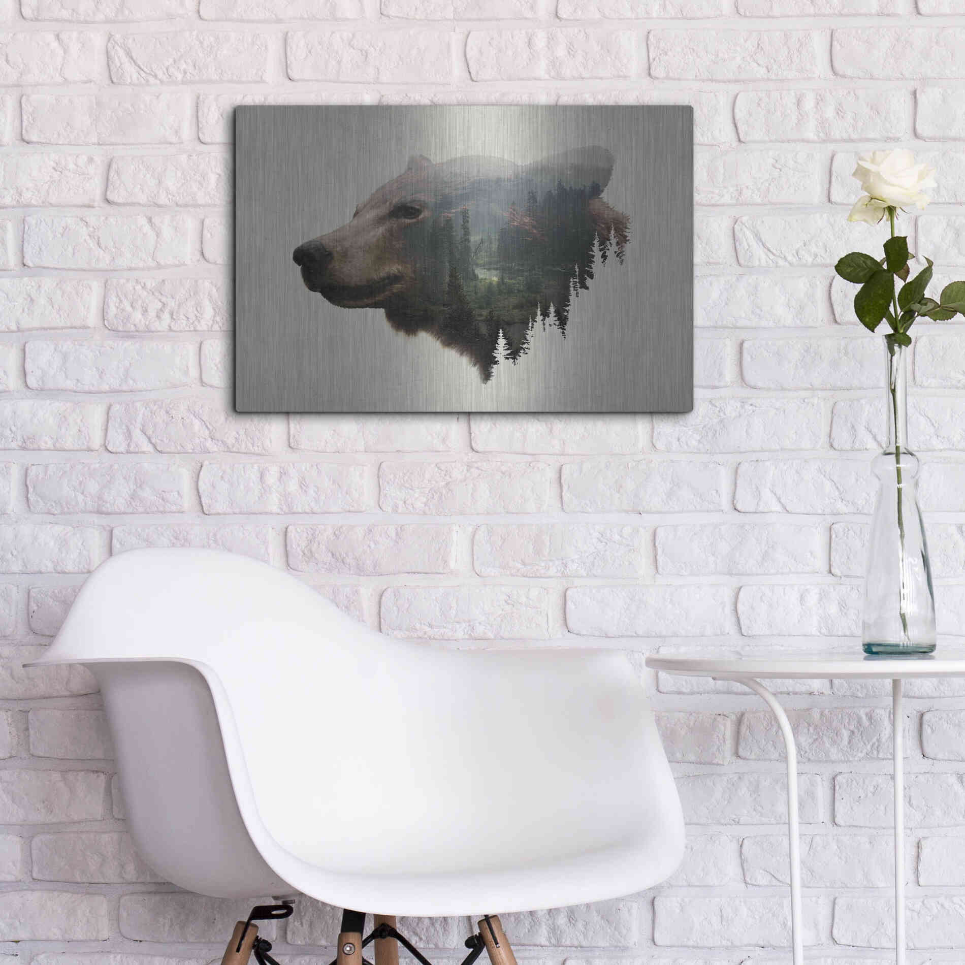 Luxe Metal Art 'Pacific Northwest Black Bear' by Davies Babies, Metal Wall Art,24x16