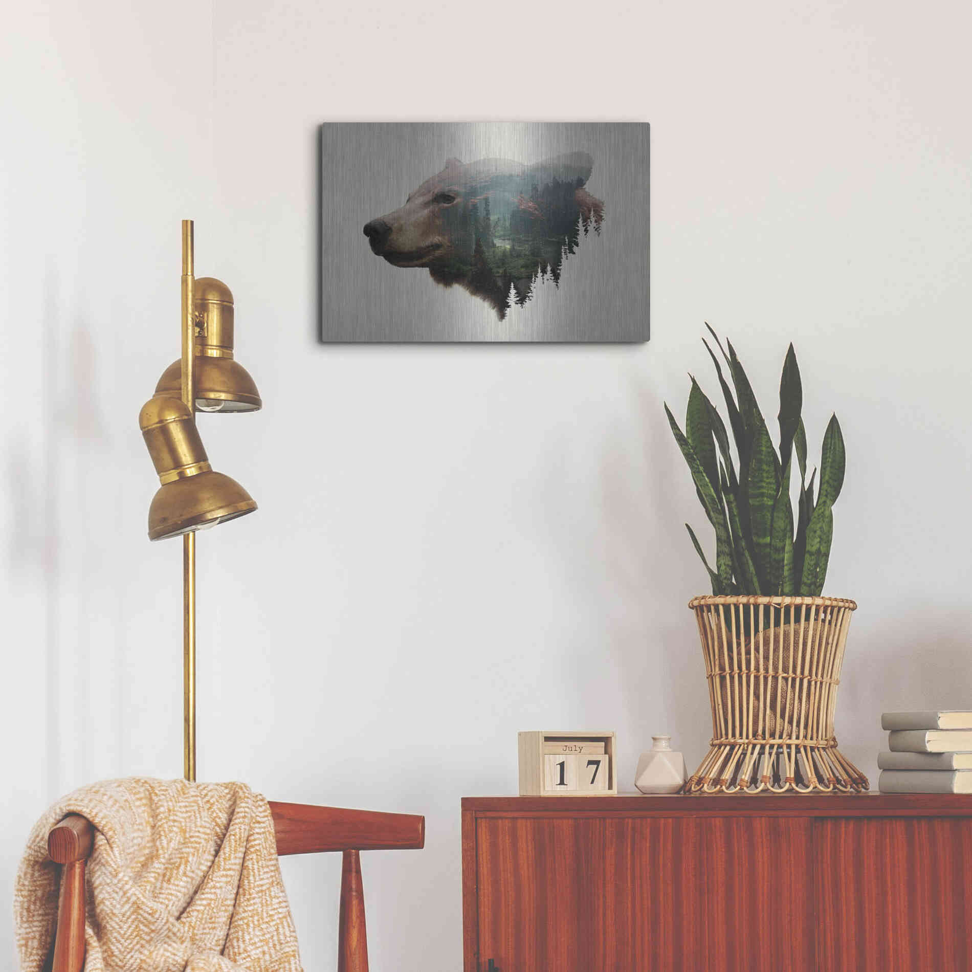 Luxe Metal Art 'Pacific Northwest Black Bear' by Davies Babies, Metal Wall Art,24x16