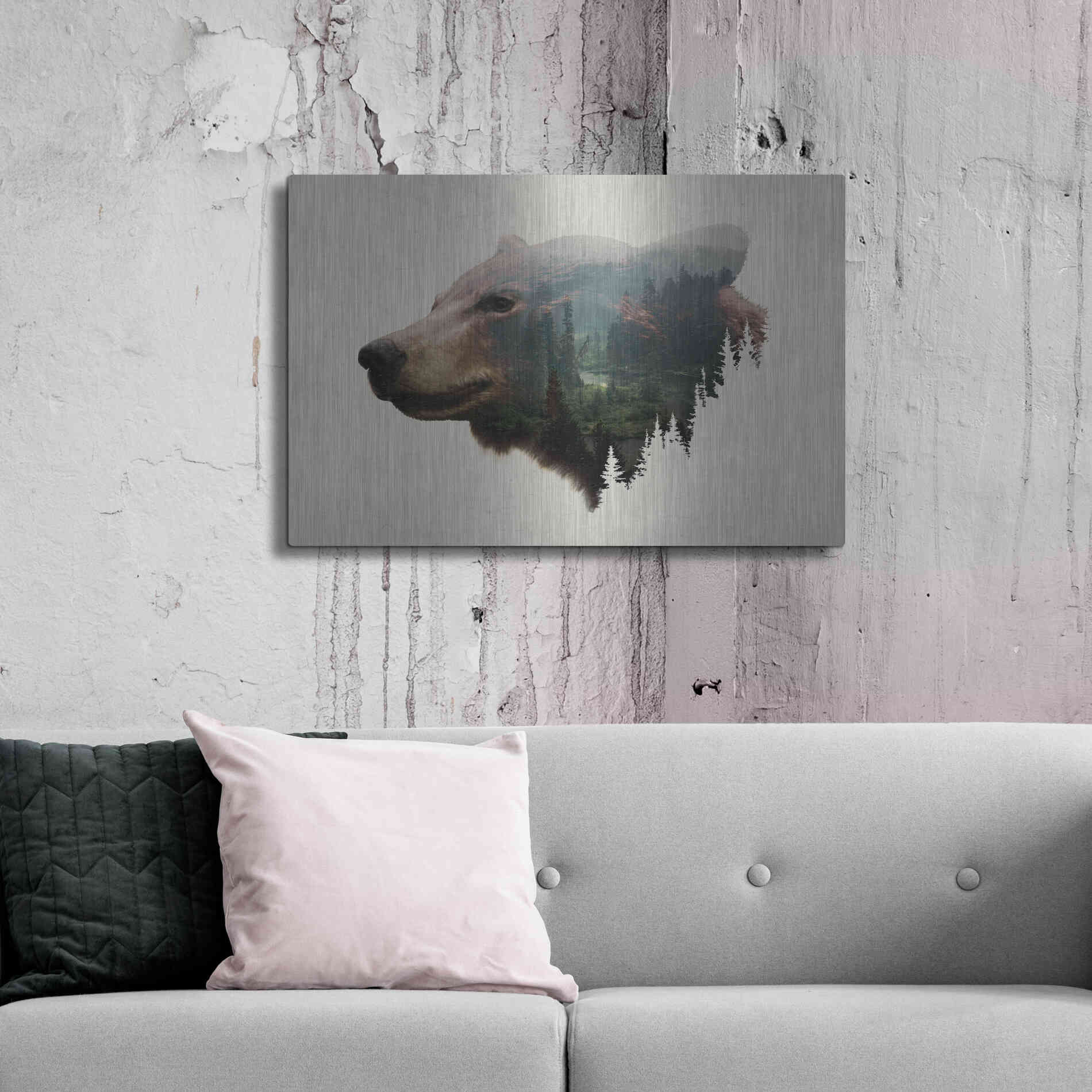 Luxe Metal Art 'Pacific Northwest Black Bear' by Davies Babies, Metal Wall Art,36x24