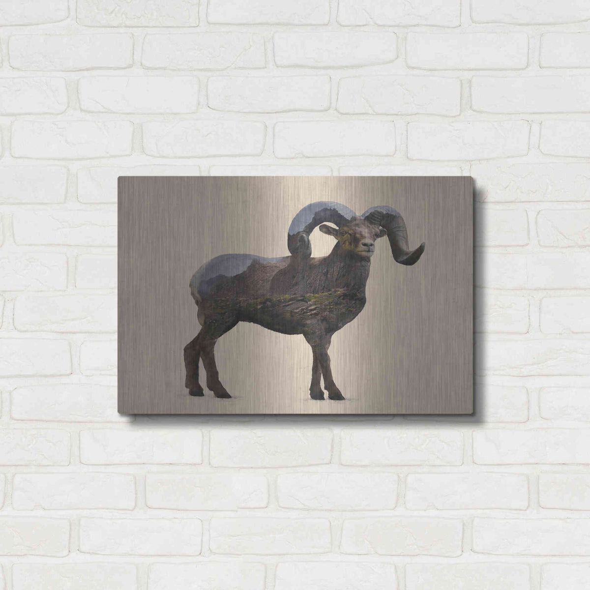 Luxe Metal Art 'Rocky Mountain Bighorn' by Davies Babies, Metal Wall Art,24x16
