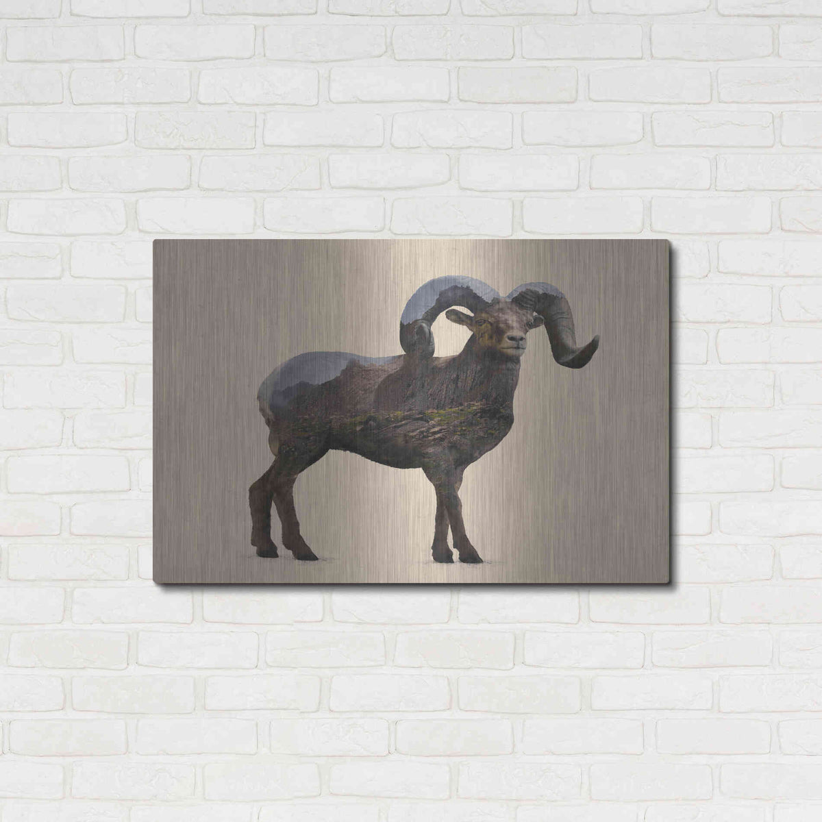 Luxe Metal Art 'Rocky Mountain Bighorn' by Davies Babies, Metal Wall Art,36x24