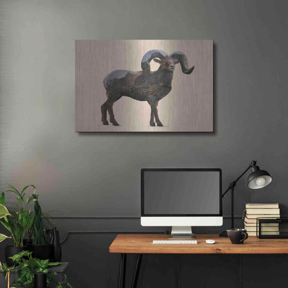 Luxe Metal Art 'Rocky Mountain Bighorn' by Davies Babies, Metal Wall Art,36x24