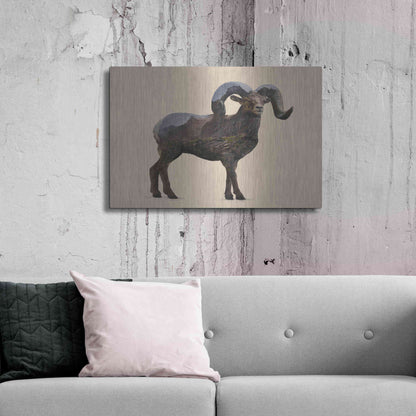 Luxe Metal Art 'Rocky Mountain Bighorn' by Davies Babies, Metal Wall Art,36x24