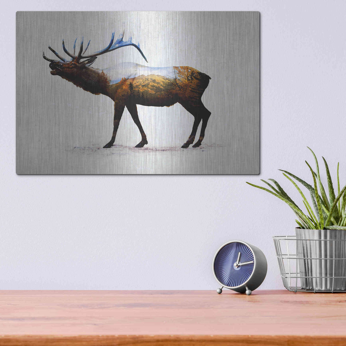 Luxe Metal Art 'Rocky Mountain Elk' by Davies Babies, Metal Wall Art,16x12