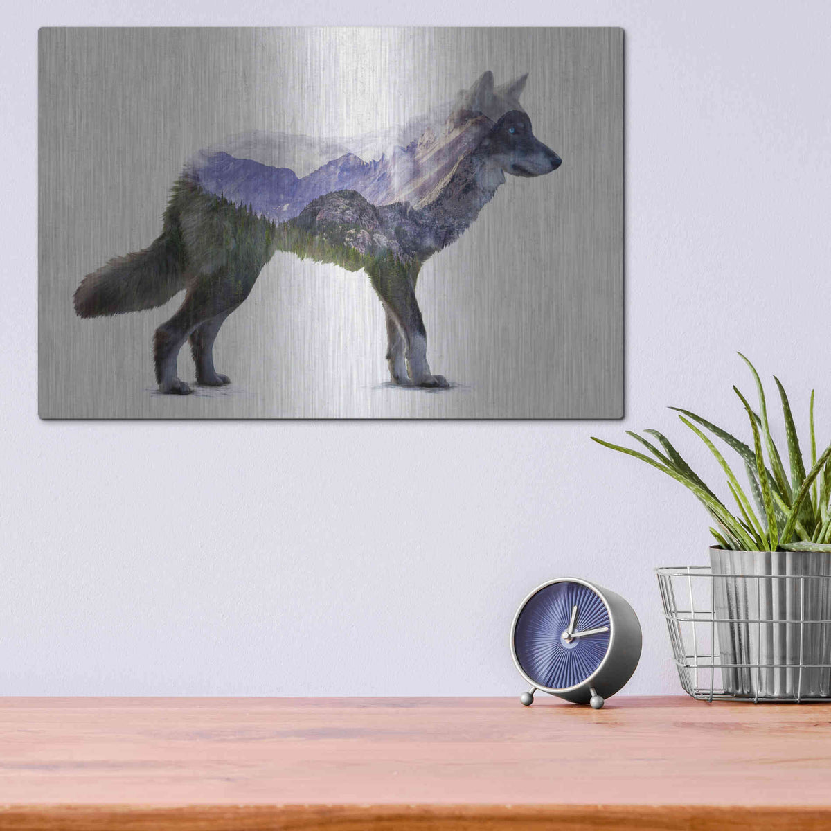 Luxe Metal Art 'Rocky Mountain Grey Wolf' by Davies Babies, Metal Wall Art,16x12