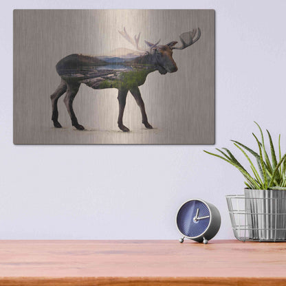 Luxe Metal Art 'The Alaskan Bull Moose' by Davies Babies, Metal Wall Art,16x12