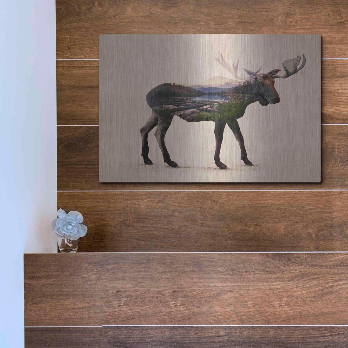 Luxe Metal Art 'The Alaskan Bull Moose' by Davies Babies, Metal Wall Art,16x12