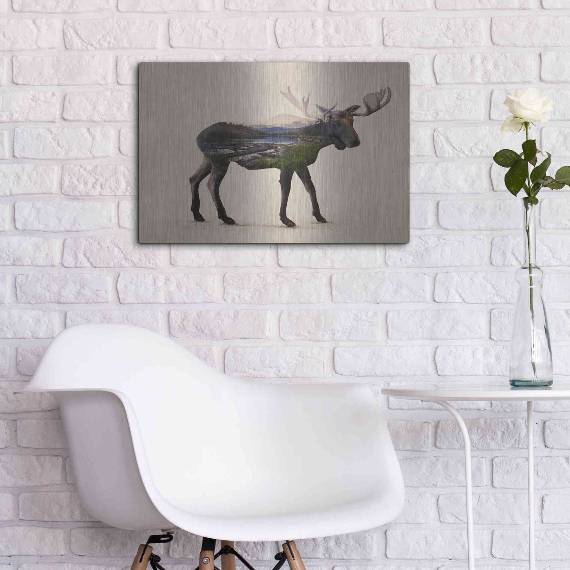 Luxe Metal Art 'The Alaskan Bull Moose' by Davies Babies, Metal Wall Art,24x16