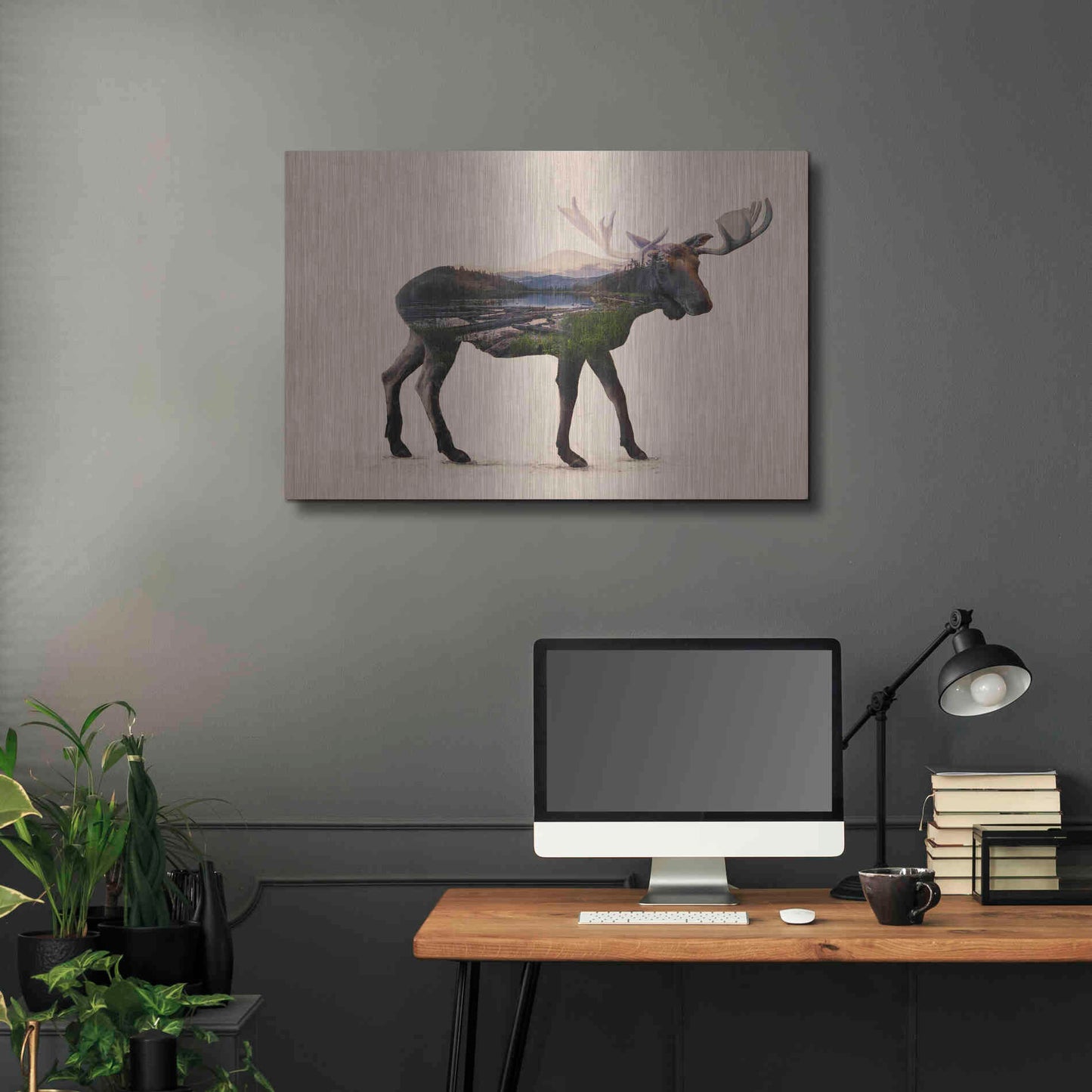 Luxe Metal Art 'The Alaskan Bull Moose' by Davies Babies, Metal Wall Art,36x24