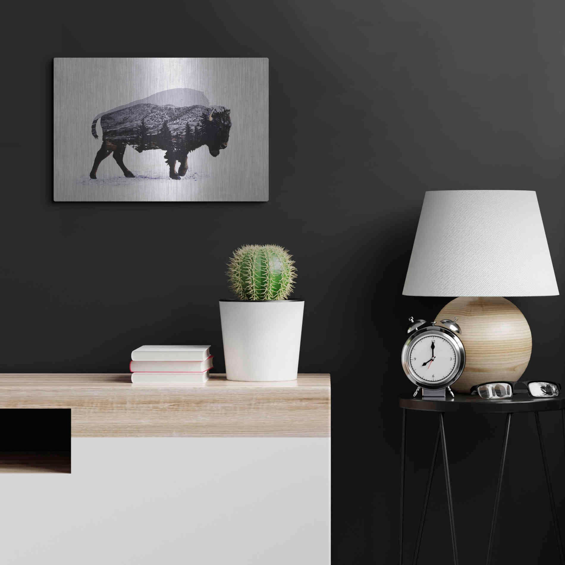 Luxe Metal Art 'The American Bison' by Davies Babies, Metal Wall Art,24x16