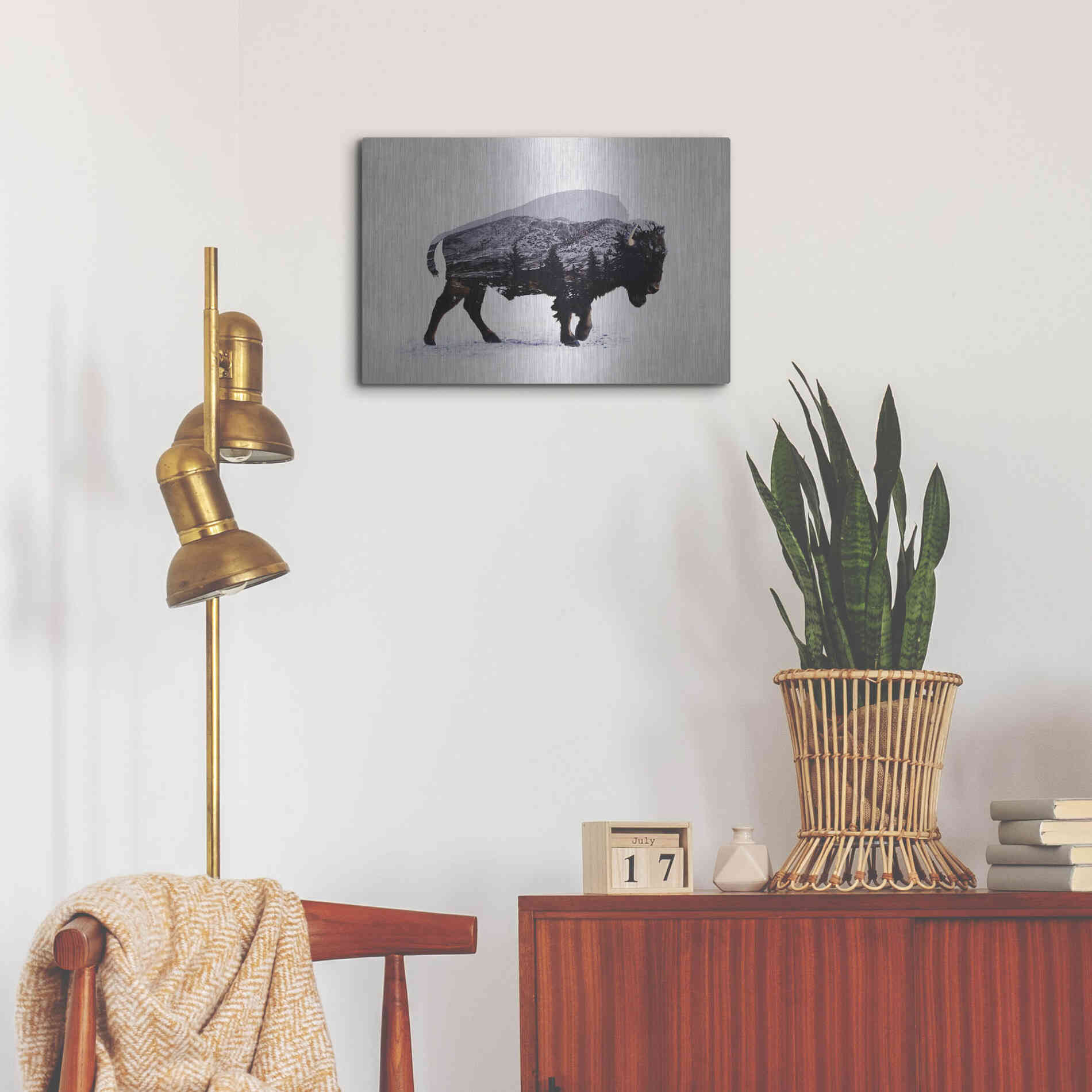 Luxe Metal Art 'The American Bison' by Davies Babies, Metal Wall Art,24x16