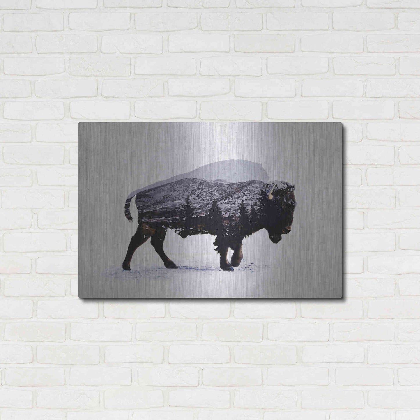 Luxe Metal Art 'The American Bison' by Davies Babies, Metal Wall Art,36x24