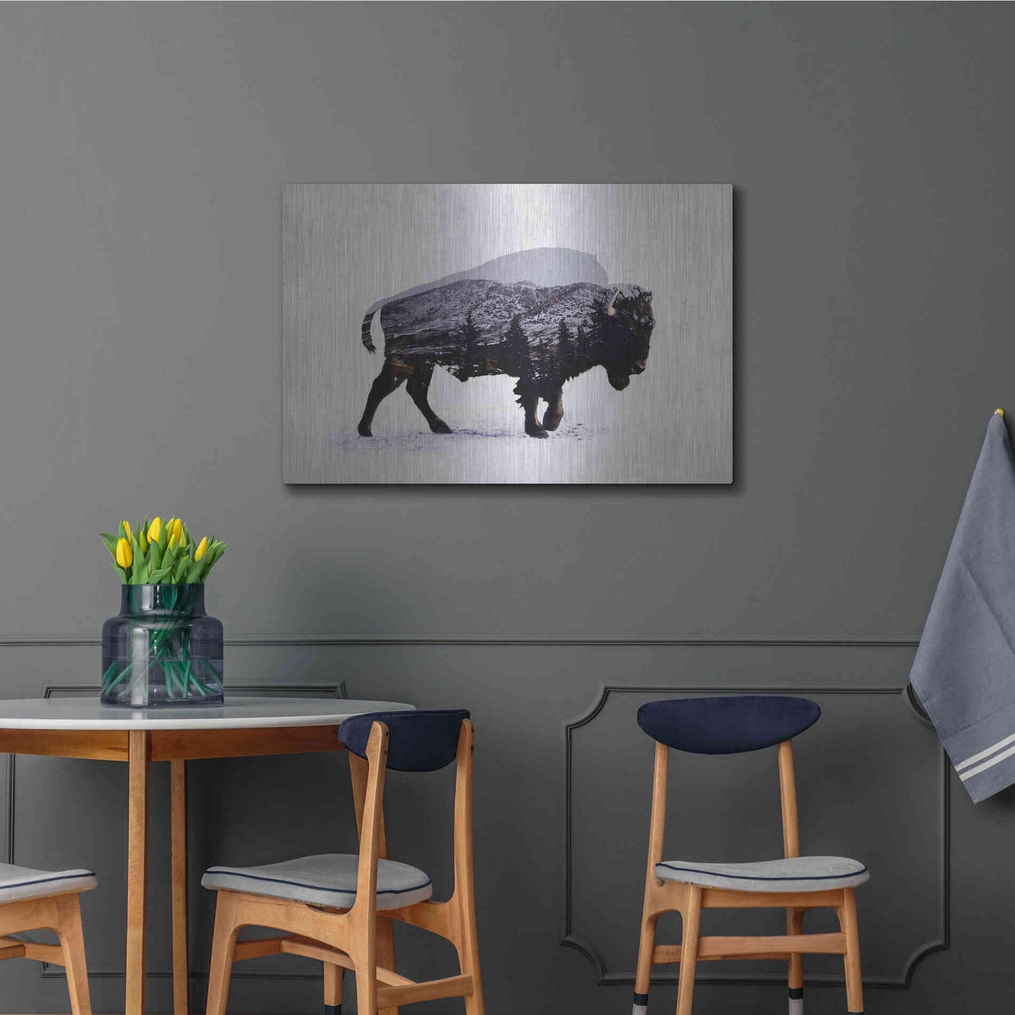 Luxe Metal Art 'The American Bison' by Davies Babies, Metal Wall Art,36x24