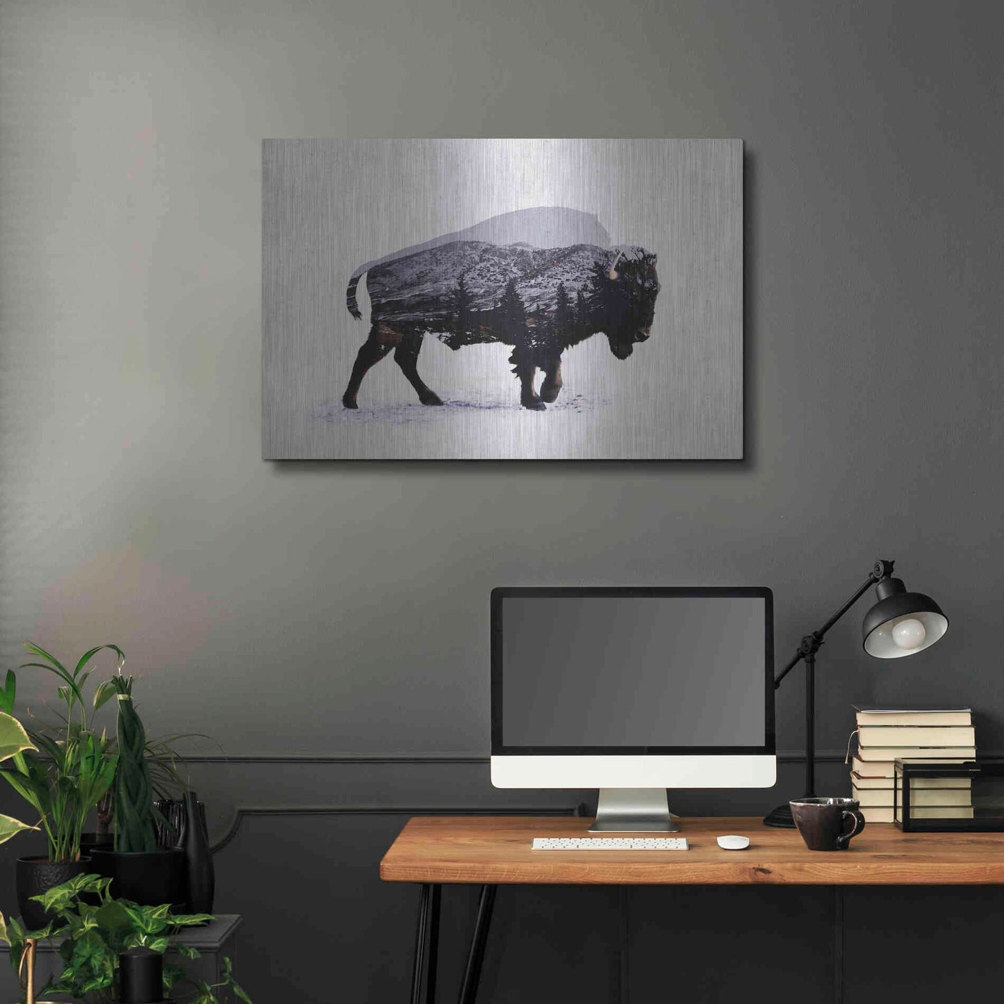 Luxe Metal Art 'The American Bison' by Davies Babies, Metal Wall Art,36x24