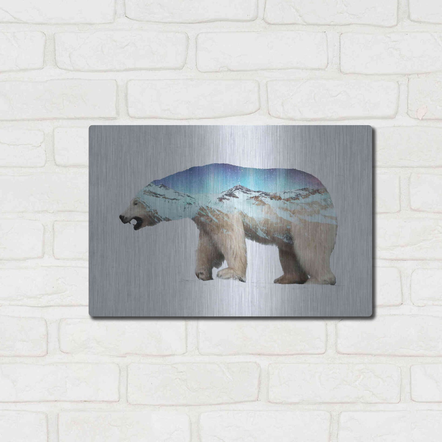 Luxe Metal Art 'The Arctic Polar Bear' by Davies Babies, Metal Wall Art,16x12