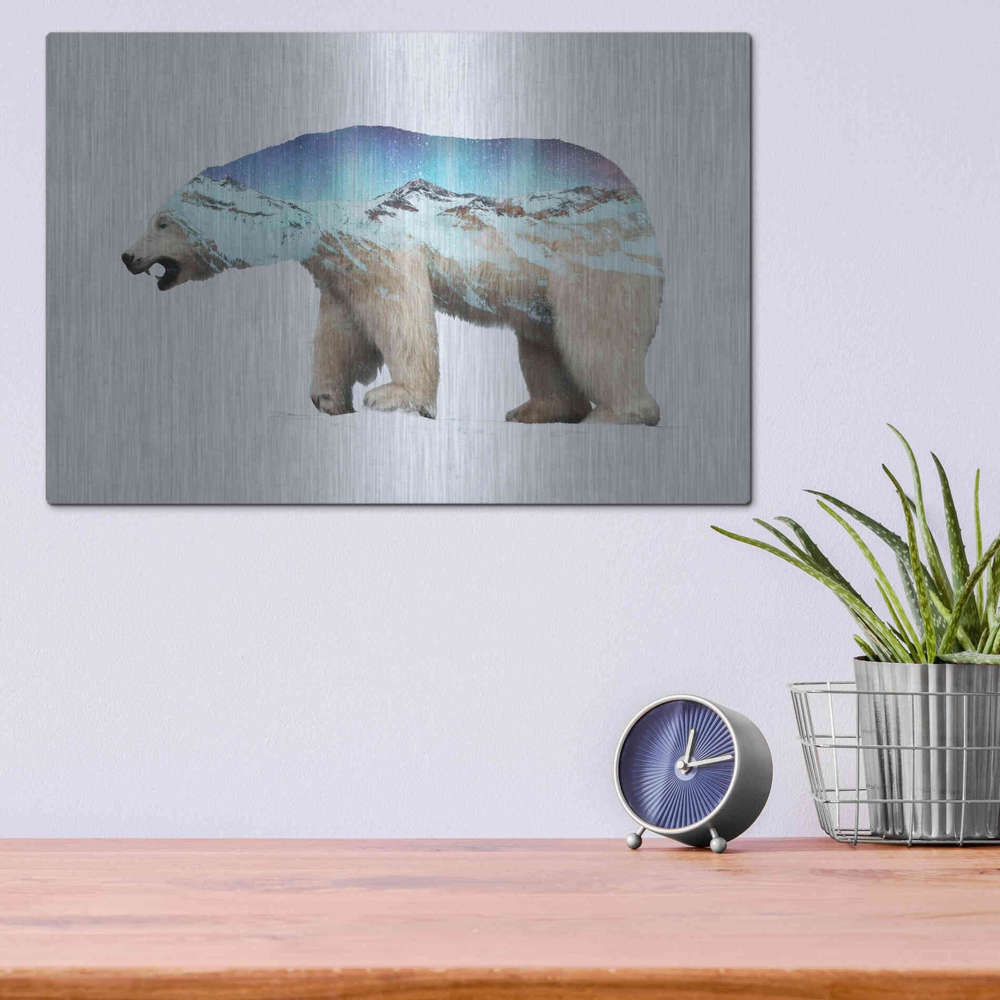 Luxe Metal Art 'The Arctic Polar Bear' by Davies Babies, Metal Wall Art,16x12