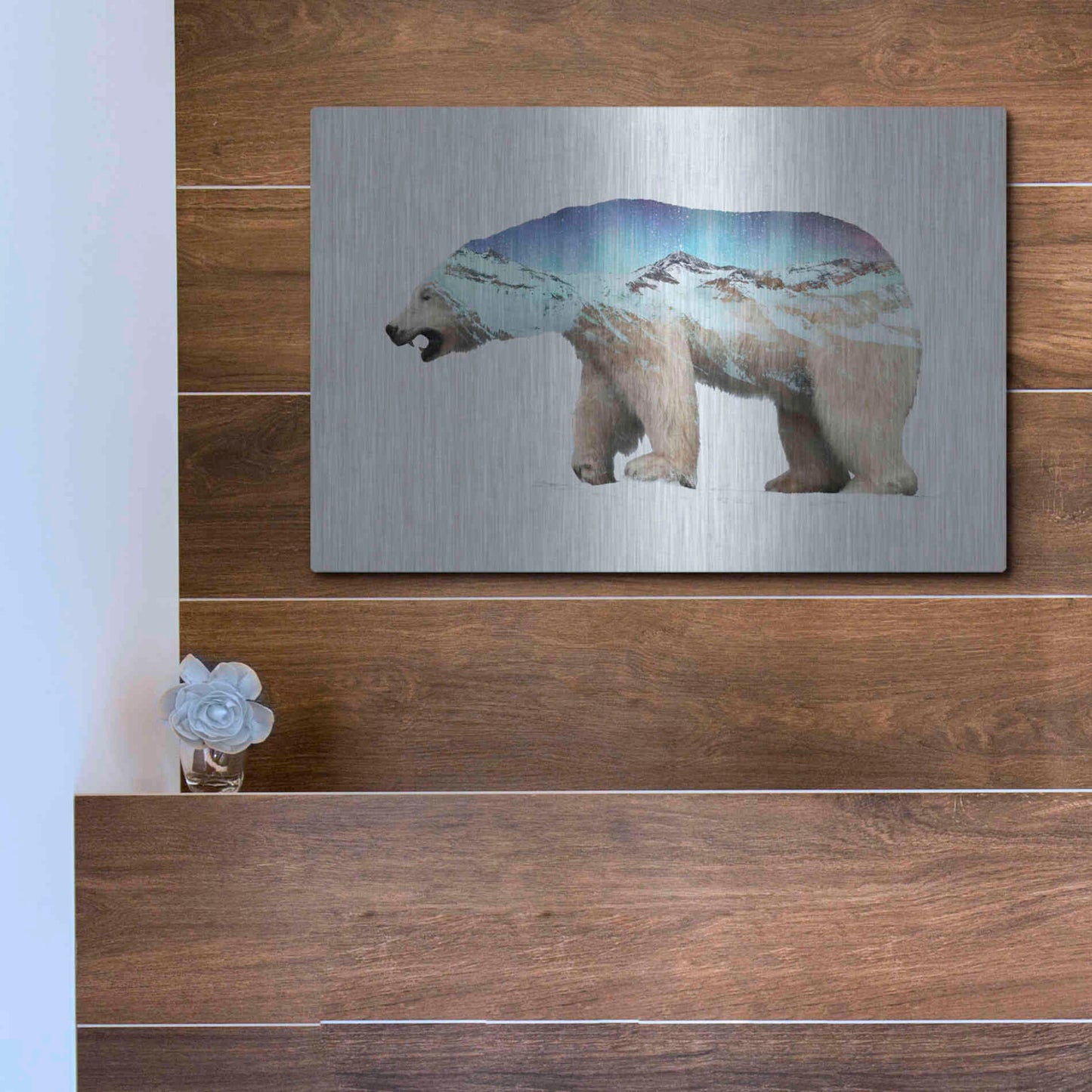 Luxe Metal Art 'The Arctic Polar Bear' by Davies Babies, Metal Wall Art,16x12