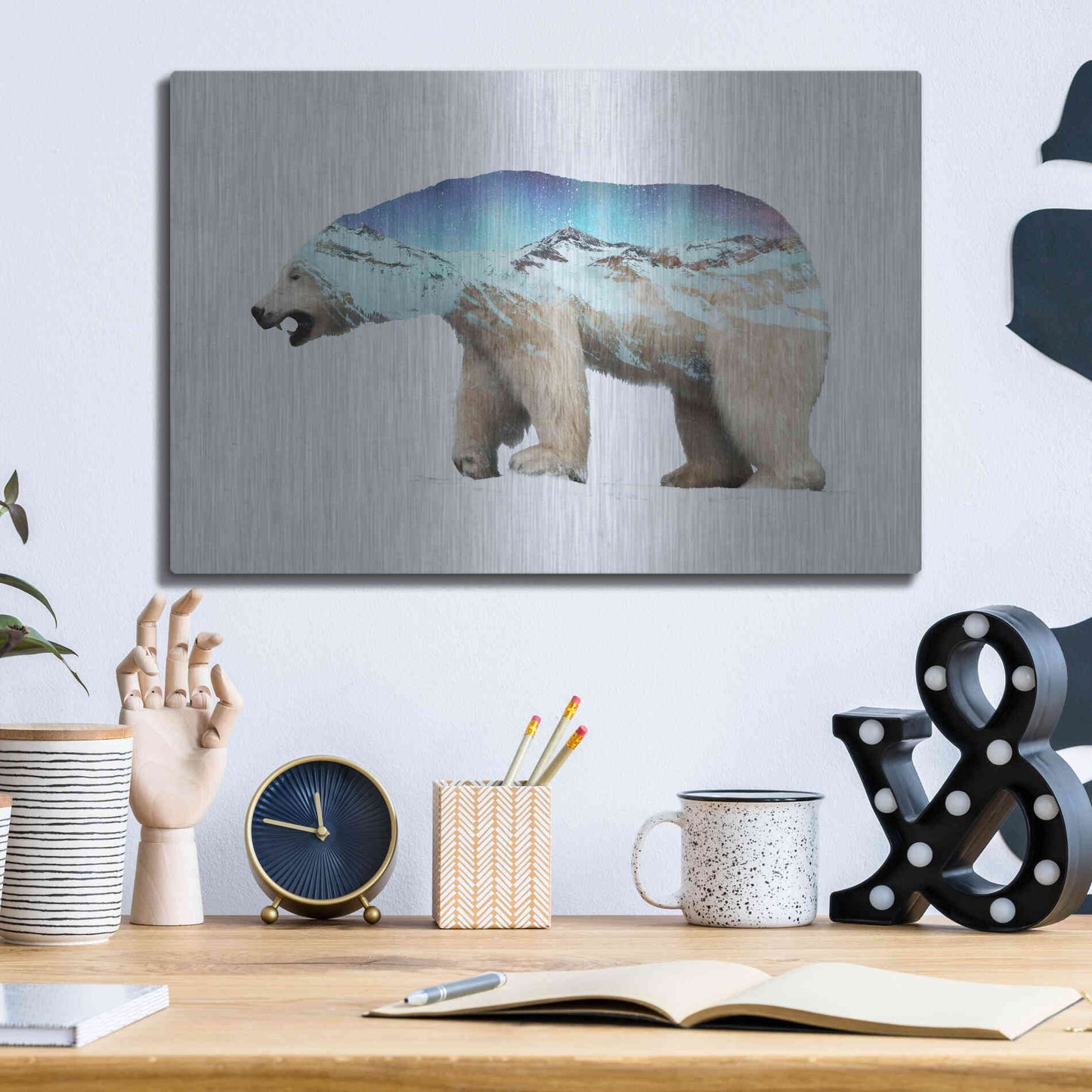 Luxe Metal Art 'The Arctic Polar Bear' by Davies Babies, Metal Wall Art,16x12