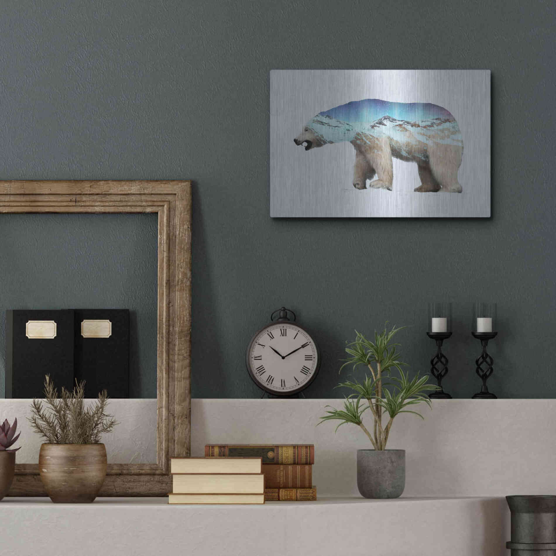 Luxe Metal Art 'The Arctic Polar Bear' by Davies Babies, Metal Wall Art,16x12