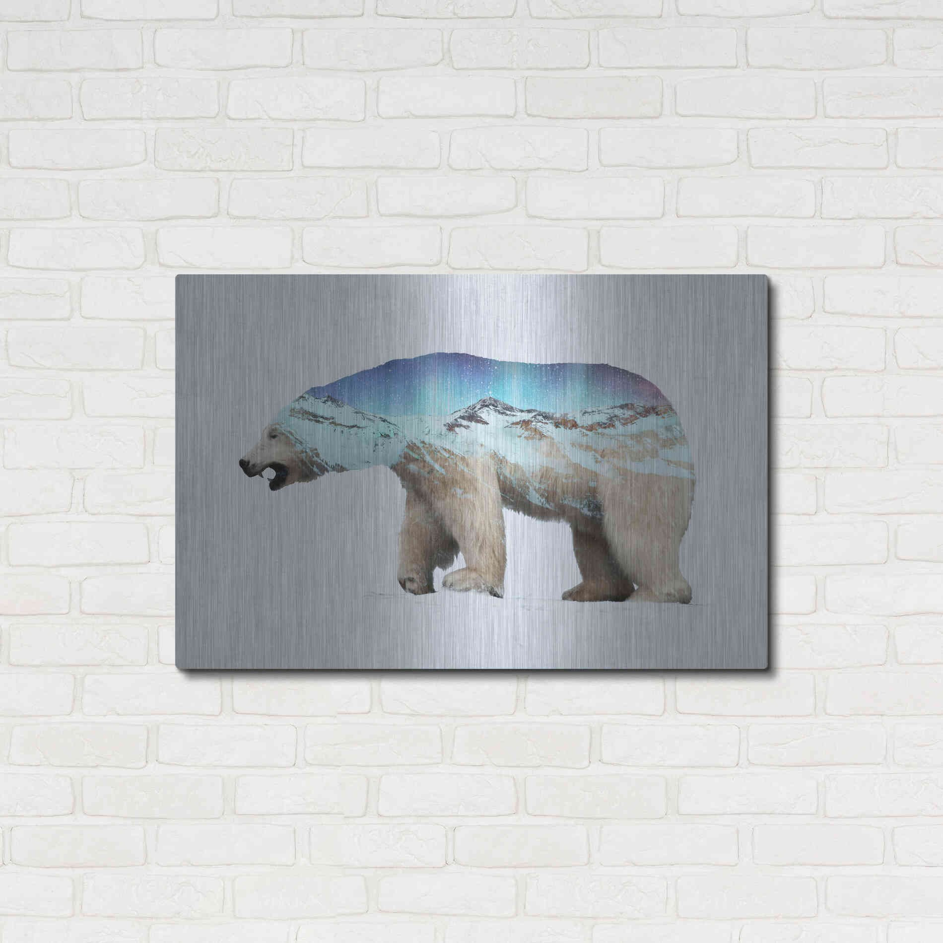 Luxe Metal Art 'The Arctic Polar Bear' by Davies Babies, Metal Wall Art,36x24