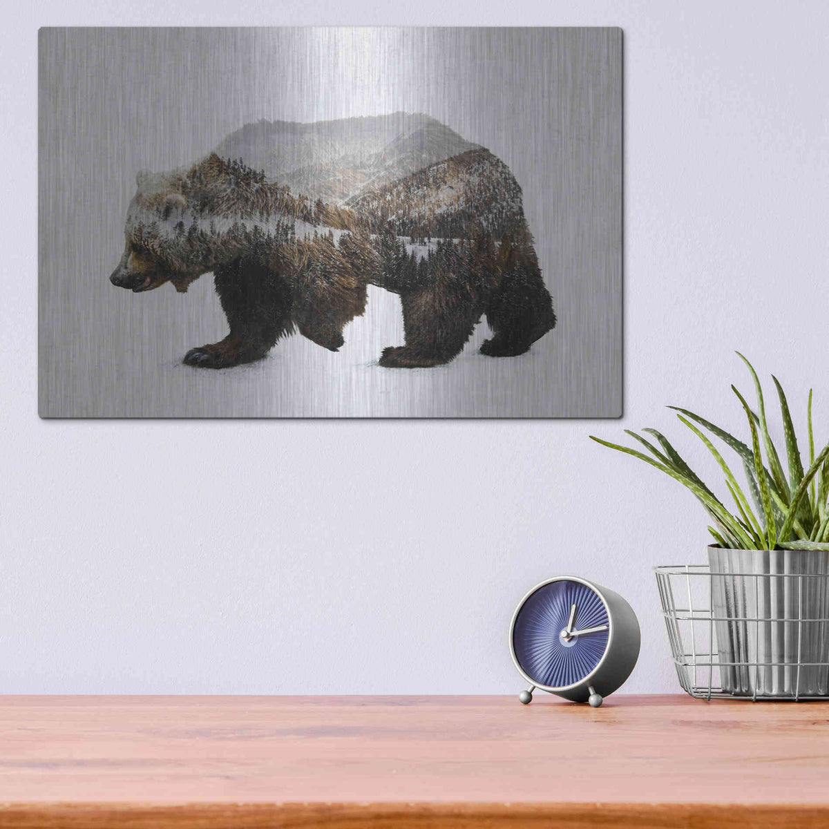 Luxe Metal Art 'The Kodiak Brown Bear' by Davies Babies, Metal Wall Art,16x12
