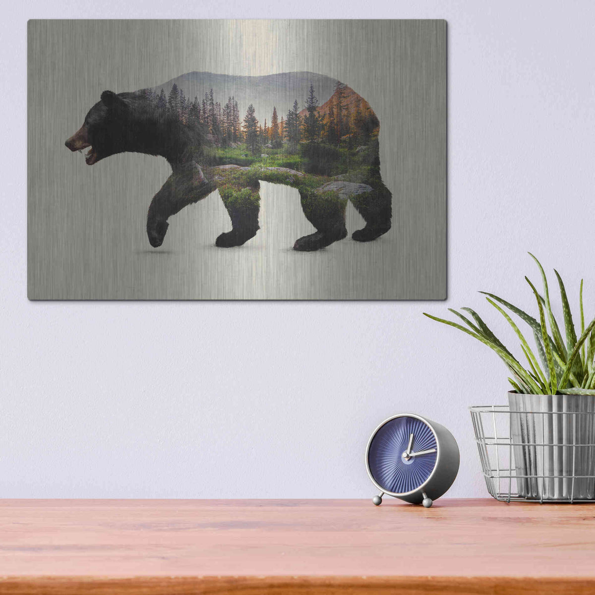 Luxe Metal Art 'The North American Black Bear' by Davies Babies, Metal Wall Art,16x12