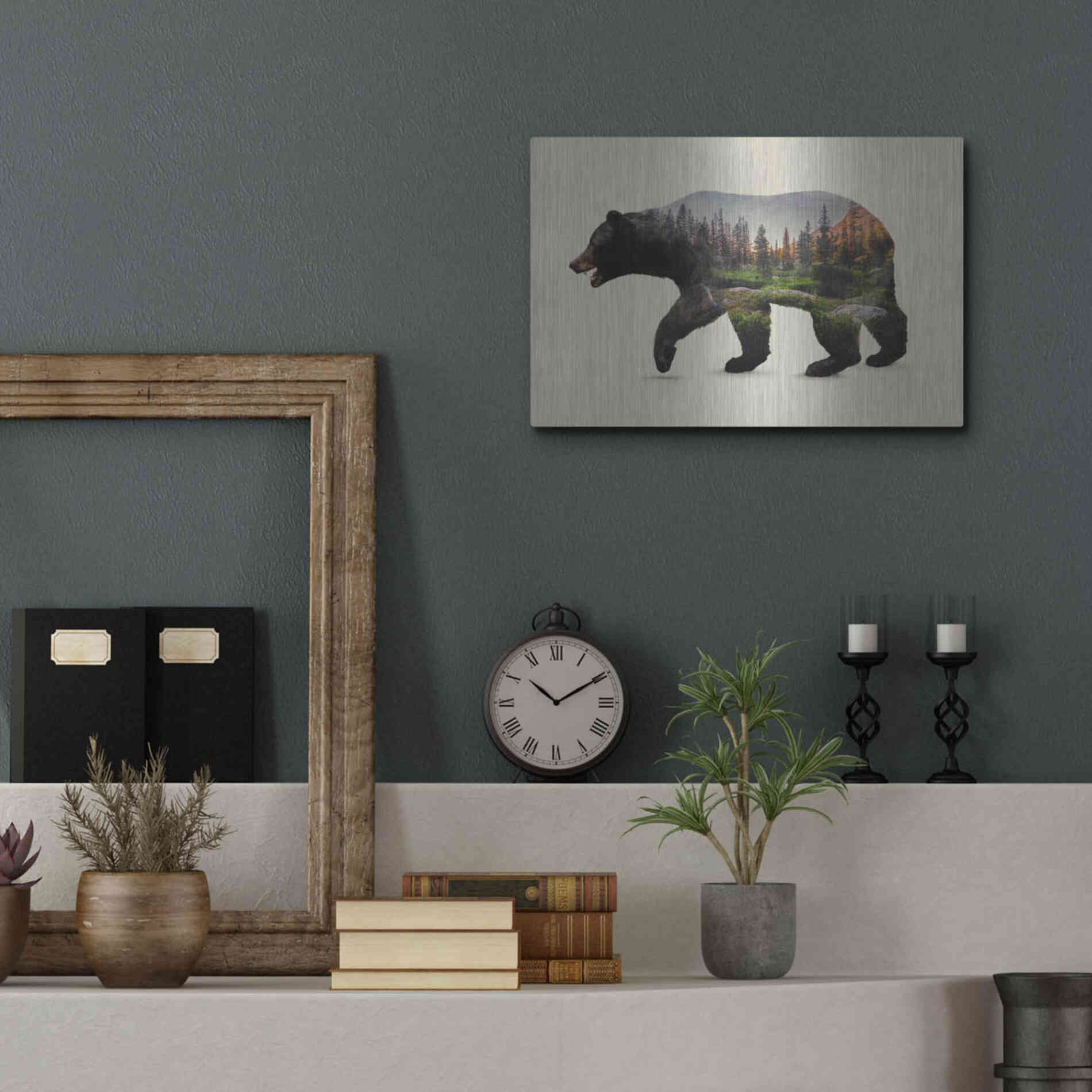 Luxe Metal Art 'The North American Black Bear' by Davies Babies, Metal Wall Art,16x12