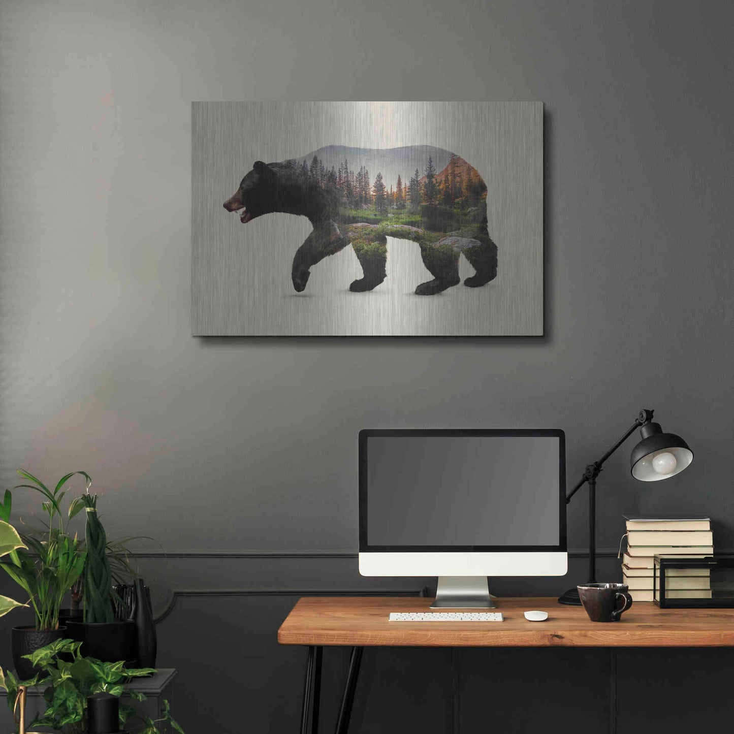 Luxe Metal Art 'The North American Black Bear' by Davies Babies, Metal Wall Art,36x24