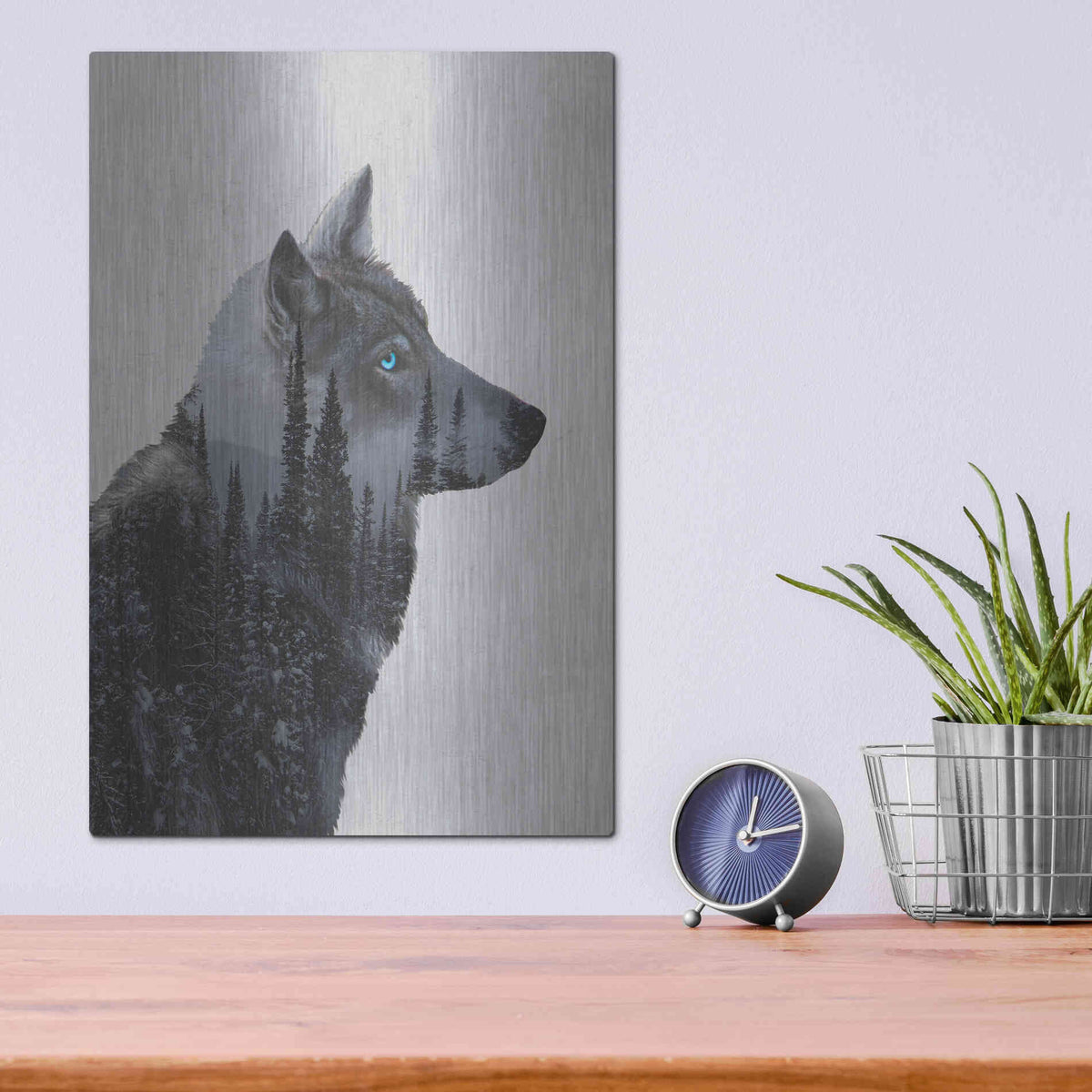 Luxe Metal Art 'Winter Wolf' by Davies Babies, Metal Wall Art,12x16